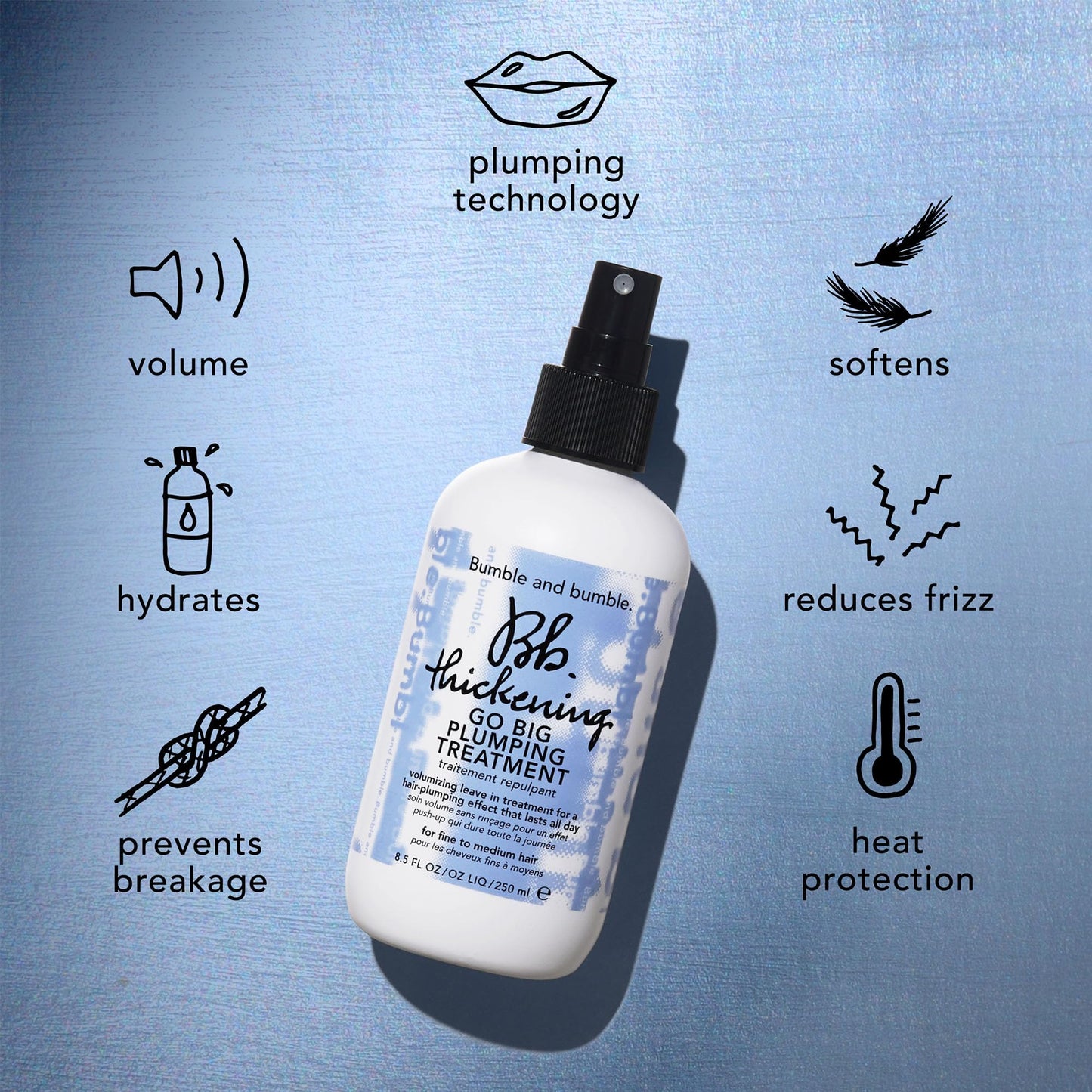 Bumble and bumble. Thickening Go Big Plumping Hair Treatment Spray | Heat Protection | Softening + Defining | Straight to Wavy, 8.5 Fl Oz