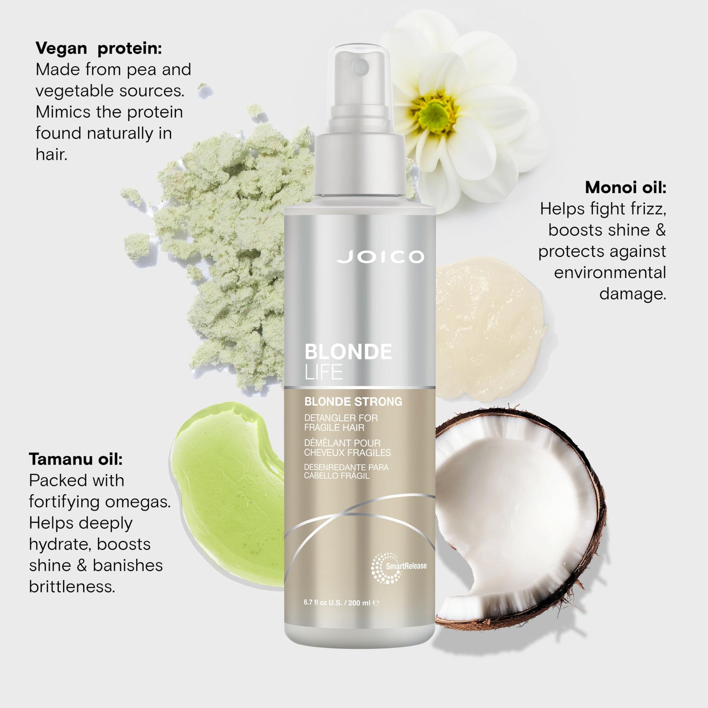 Joico Blonde Life Strong Conditioning Detangler Spray | For Fragile Blonde Hair | Prevents Breakage & Split Ends | 72Hr Humidity Protection, 6.7 fl oz