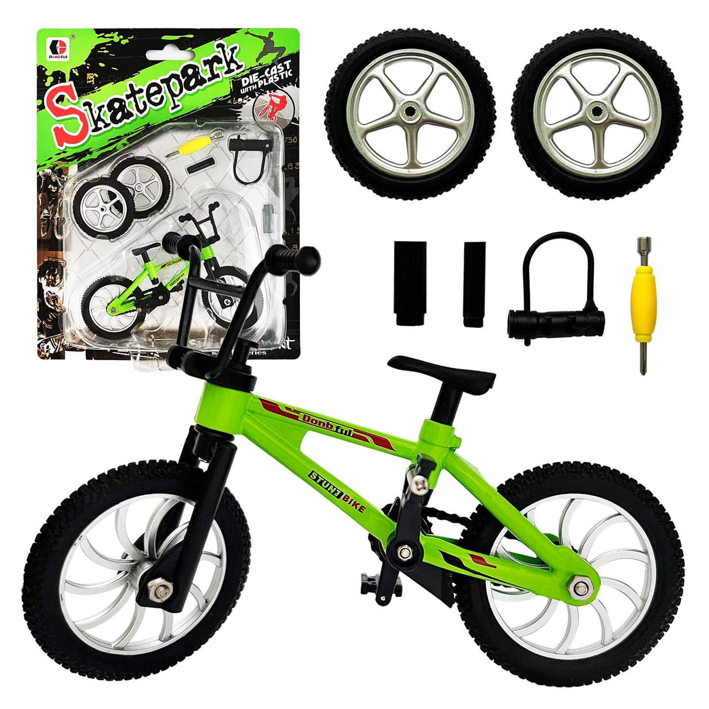 Mini Finger Bike Toy – Alloy Mountain Bicycle Model with Tools, Movable Parts, Gift for Kids & Collectors (Green)