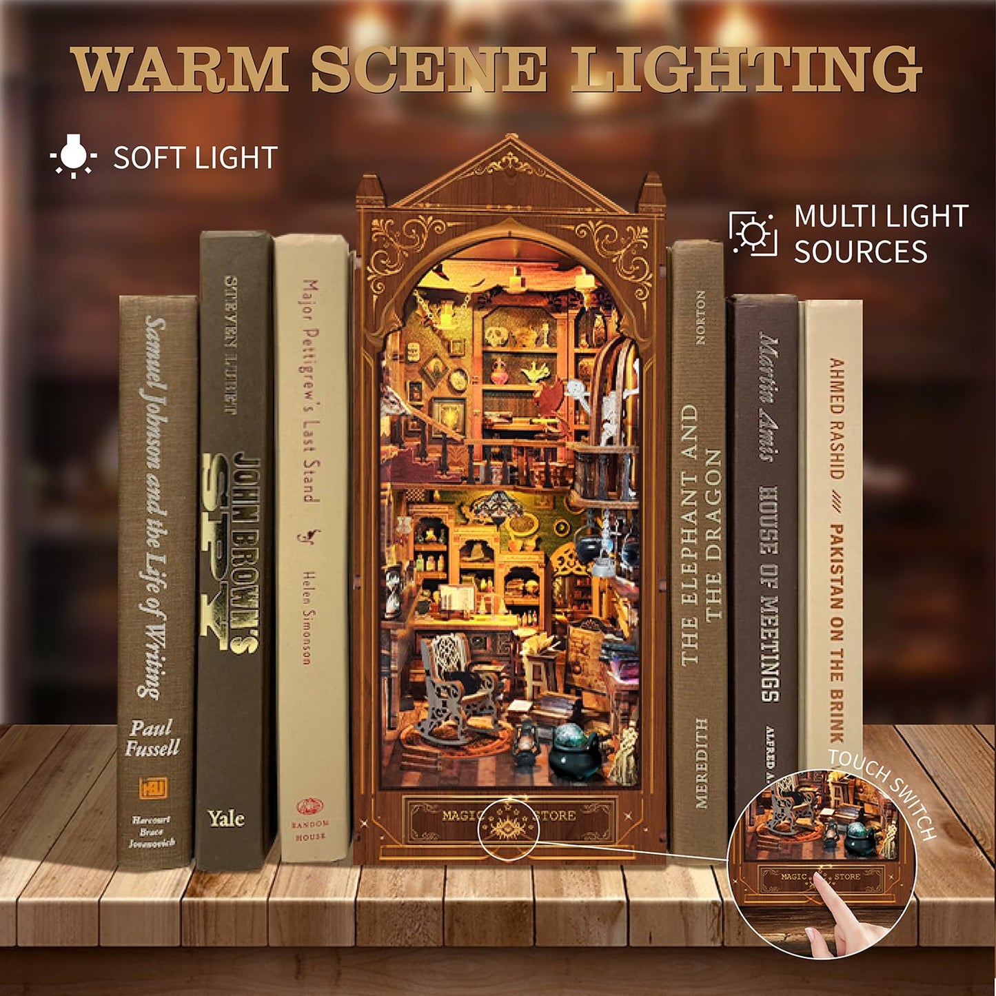 Magic Store Book Nook Kit – DIY Miniature Dollhouse Bookshelf Insert with LED Light, Creative Craft Gift for Adults & Teens to Build