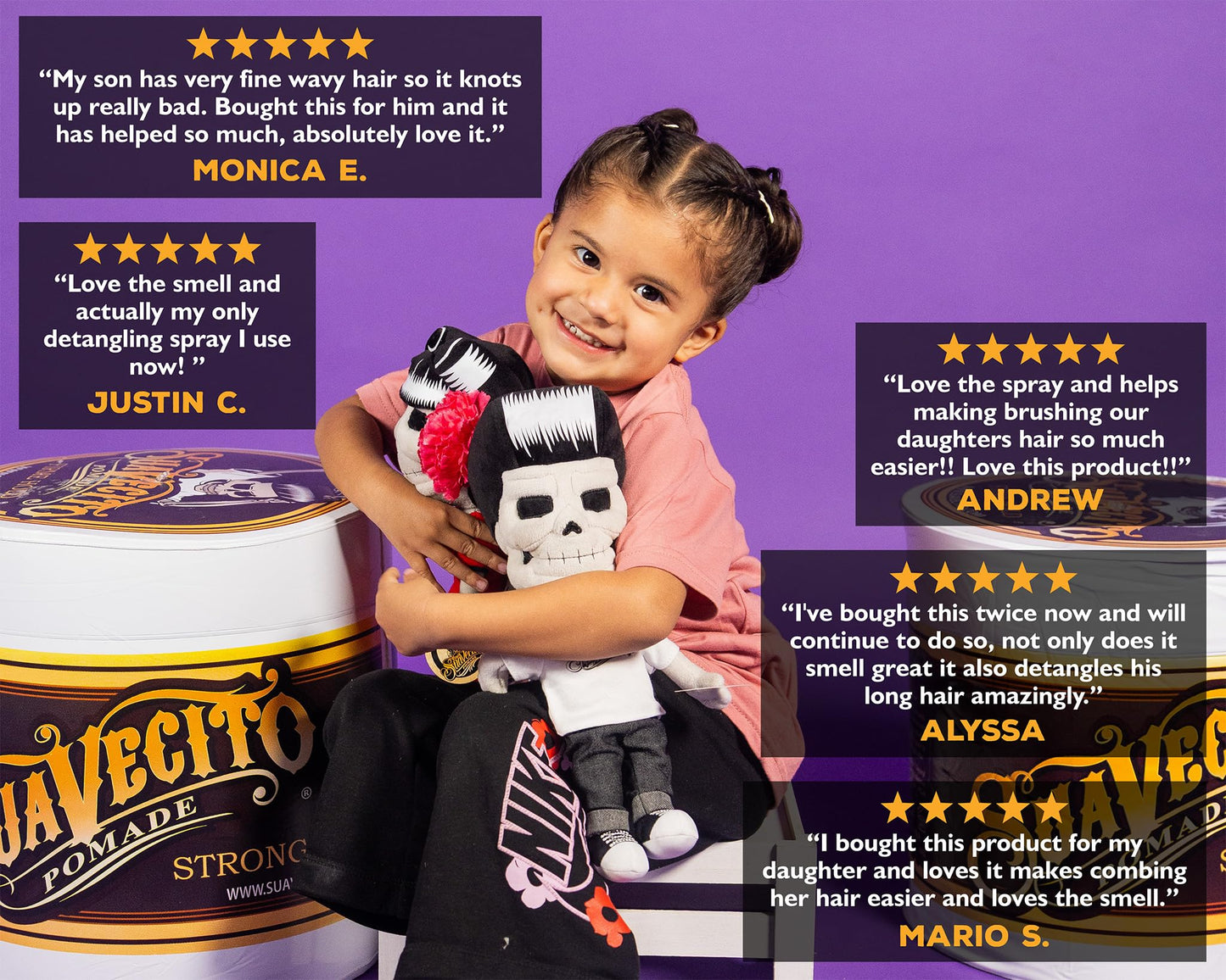 Suavecito Kid's Detangling Spray 4 oz – Gentle Plant-Based Hair Detangler with Calming Chamomile – Sulfate, Paraben & Phthalate Free, Cruelty-Free