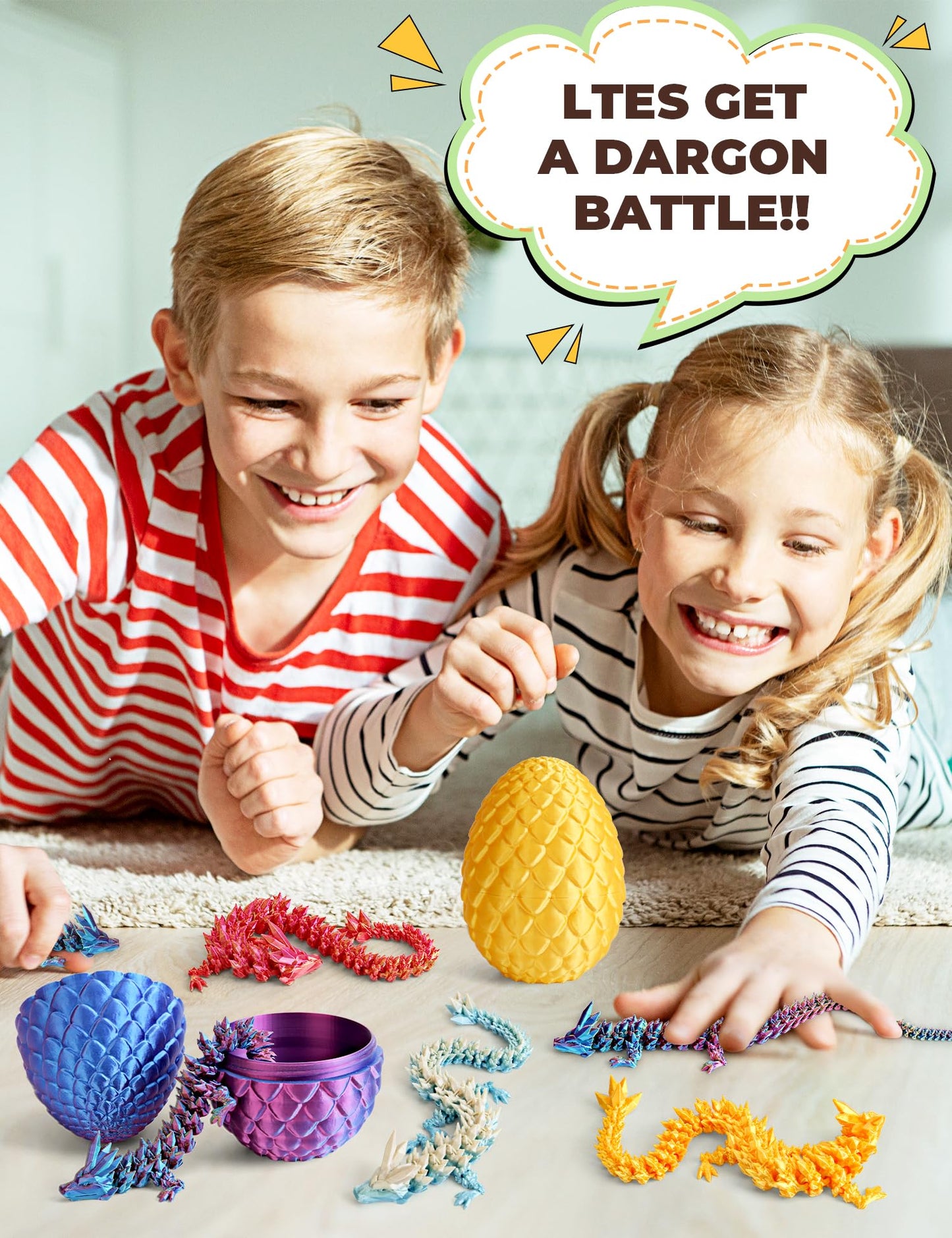 Cessfle 12" 3D Printed Dragon Egg, Crystalynx 3D Fidget Dragon Toy for Kids, Teens & Adults, Cool Collectible & Fun Gift