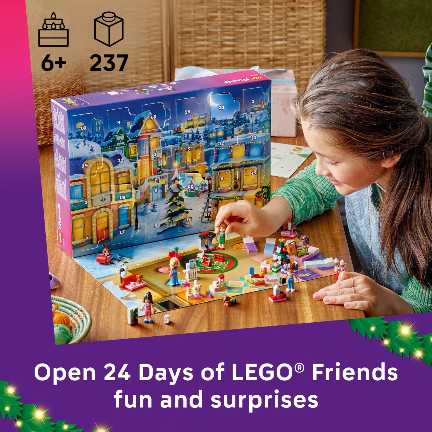 LEGO Friends 2025 Advent Calendar - 24 Holiday Builds, 5 Minidolls & Pets, Ages 6+, Christmas Countdown Gift, Set 42668