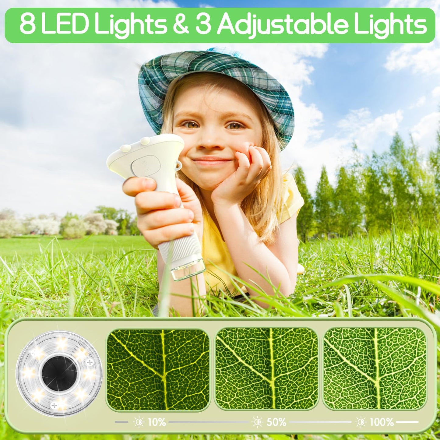 WINWEND Kids Microscope – Portable Handheld Digital Magnifier for Boys & Girls, Educational Science Toy for Ages 3–11, Gift Idea