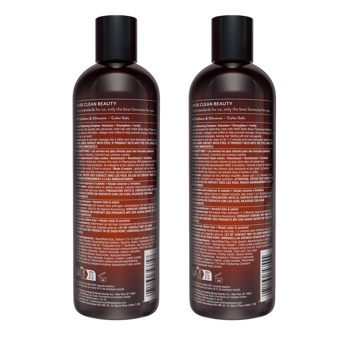 HASK Biotin Boost Thickening Shampoo & Conditioner Set | Adds Volume & Strength | Sulfate-Free, Paraben-Free, Color Safe Hair Care | 12oz Each