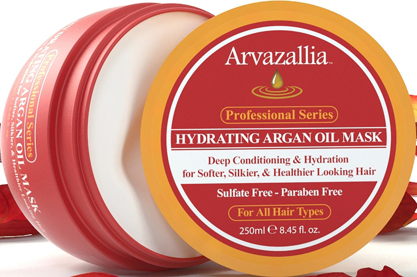 Arvazallia Hydrating Argan Oil Hair Mask and Deep Conditioner for Dry or Damaged Hair (8.45 oz Jar)