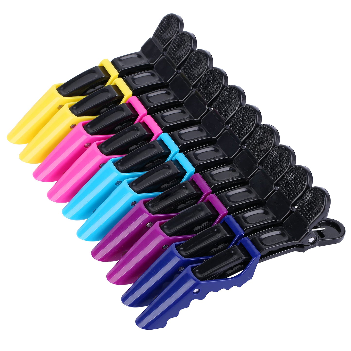 HH&LL Wide Teeth Double-Hinged Hair Clips for Women – Professional Alligator Sectioning Styling Clips, Salon Quality, 10 Pack (Mixed Colors)