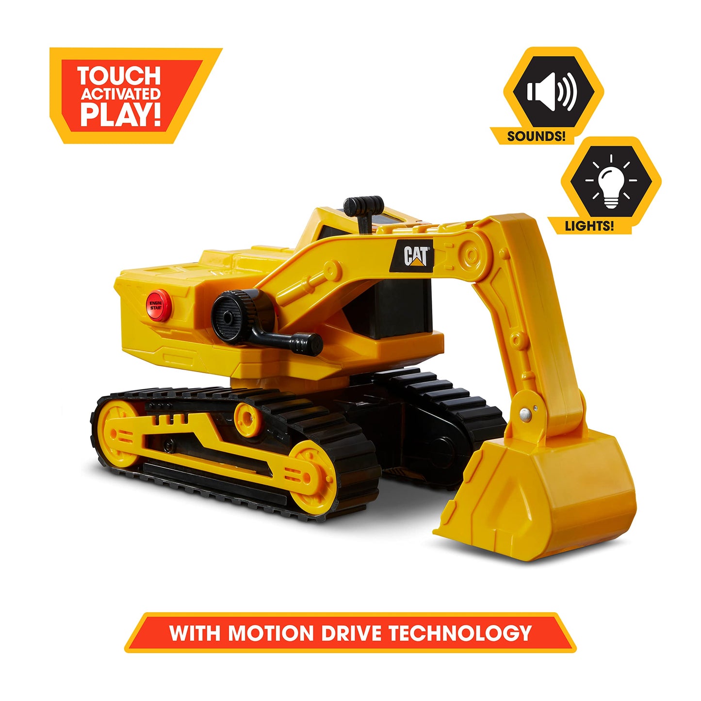 CAT Construction Toys Power Haulers Excavator – Yellow Construction Vehicle with Motion Drive, Lights & Sounds for Kids 3+