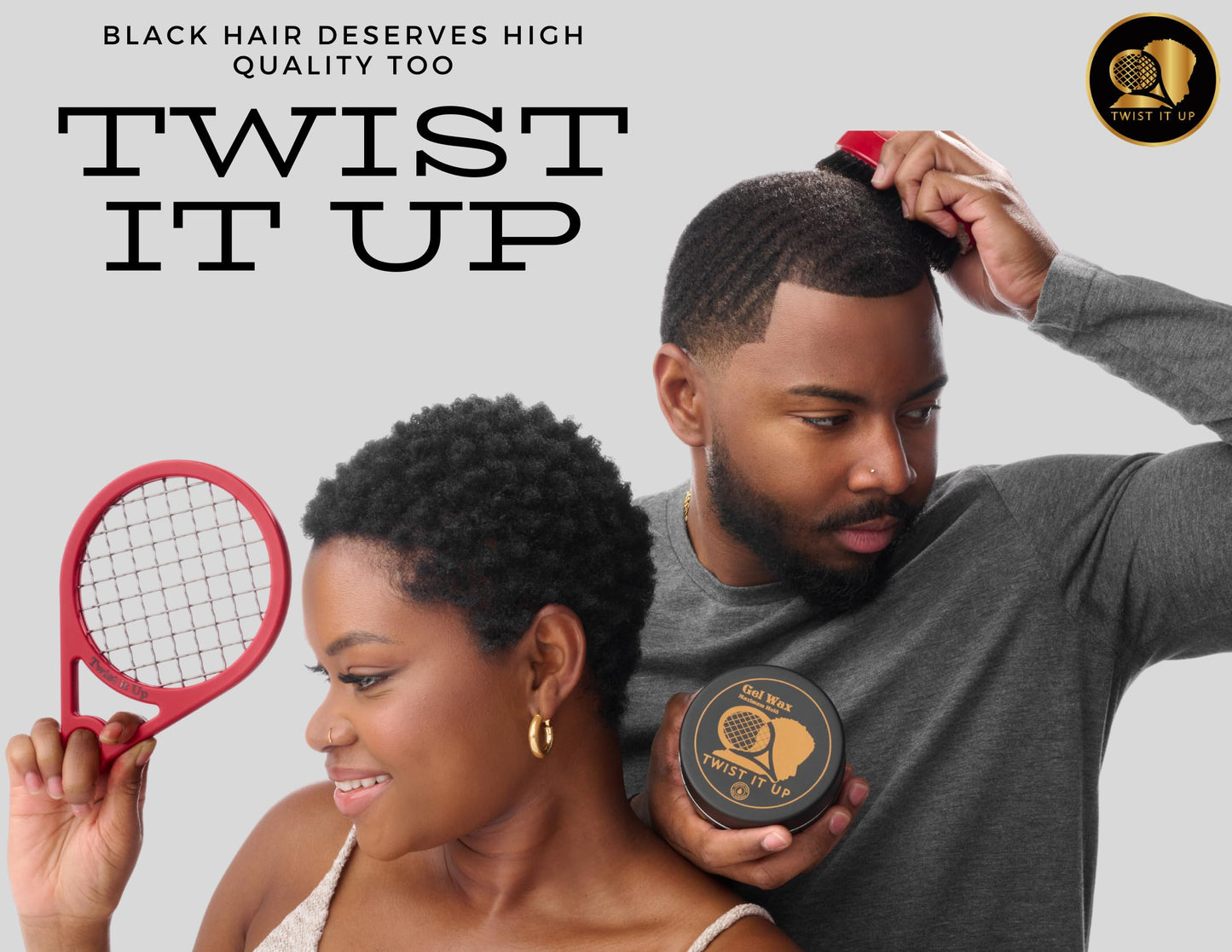 Twist It Up Comb (Bond Black) - Alternative for Hair Sponges, Creates Curls and Twists for Black Men, Tennis Racket Design