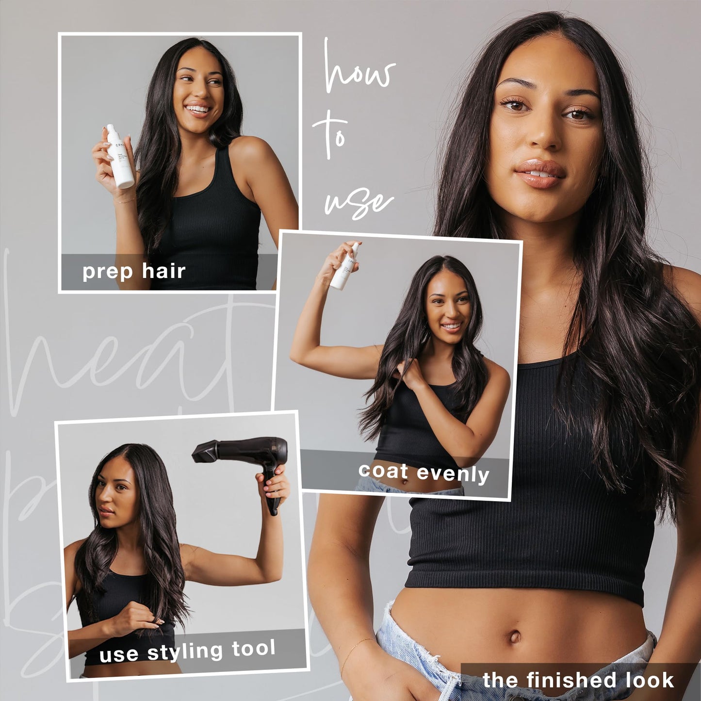 CRVFT Hair Heat Protectant Spray 4oz – Lightweight, Thermal Hair Protection Spray for Blow Drying, Flat Iron & Curling Iron – Prevents Damage/Breakage