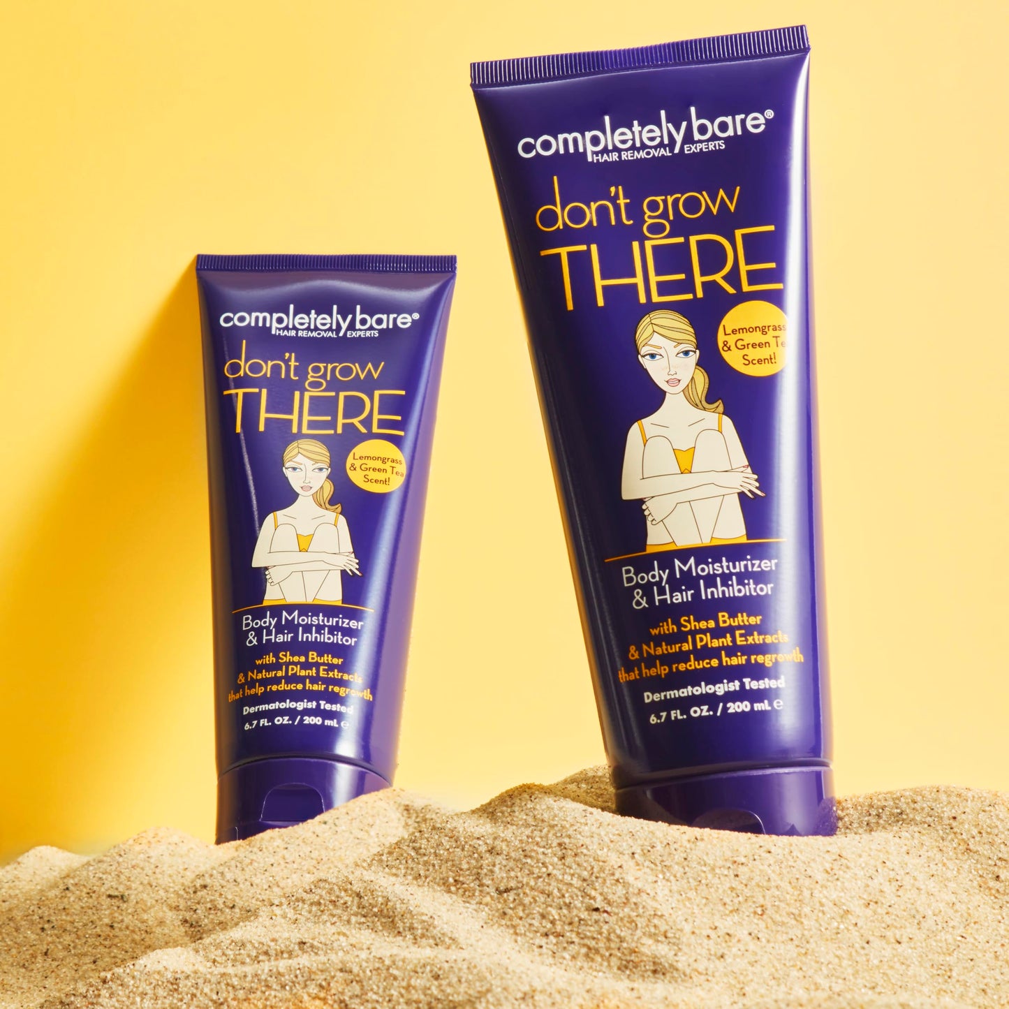 Completely Bare don't grow THERE Body Moisturizer & Hair Inhibitor - Shea Butter & Hair Minimizers 6.7 FL OZ