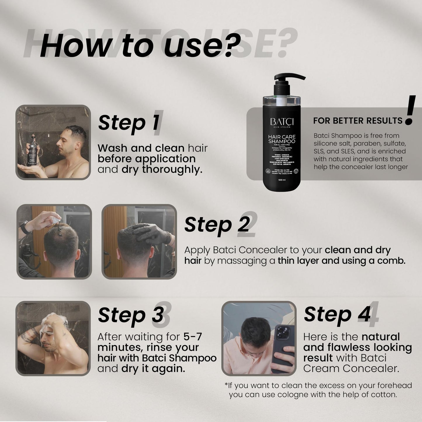 BATCI Hair Concealer for Thinning Hair – Root Touch Up & Filler Cream for Men & Women – Instantly Covers Bald Spots & Gray Roots, 30ml