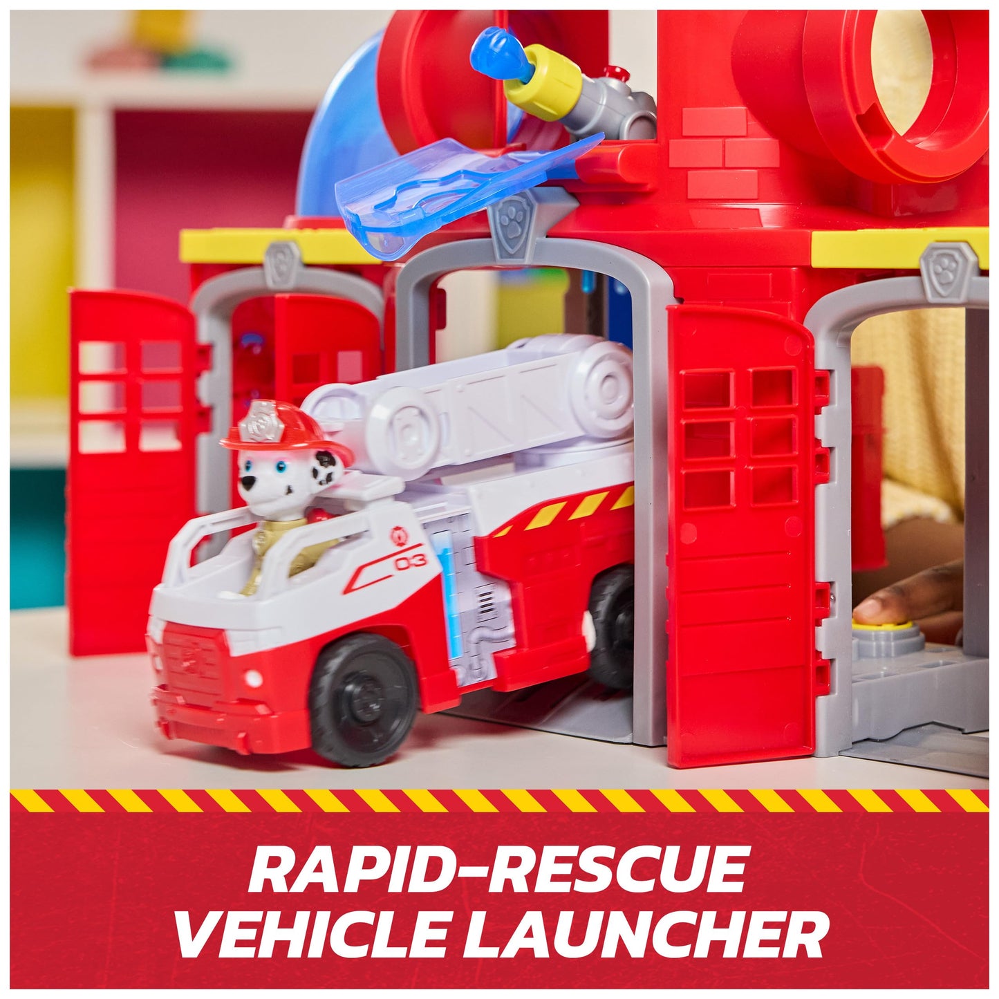 Paw Patrol Fire Rescue Command Center with Marshall Figure, Rescue Fire Truck, Lights, Launcher & Sound Fx, Kids Toys for Boys & Girls Ages 3 and Up