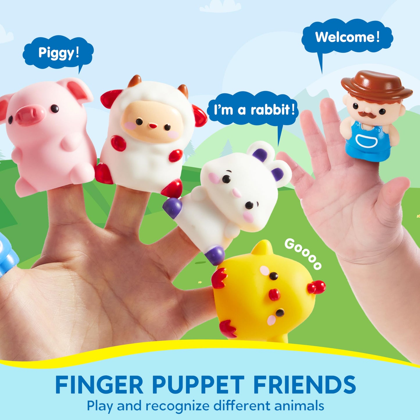 Montessori Farm Train Learning Toy for Toddlers 1-3, Counting, Matching & Sorting with 9 Animals & Farmer – Birthday, Easter, Christmas Gift