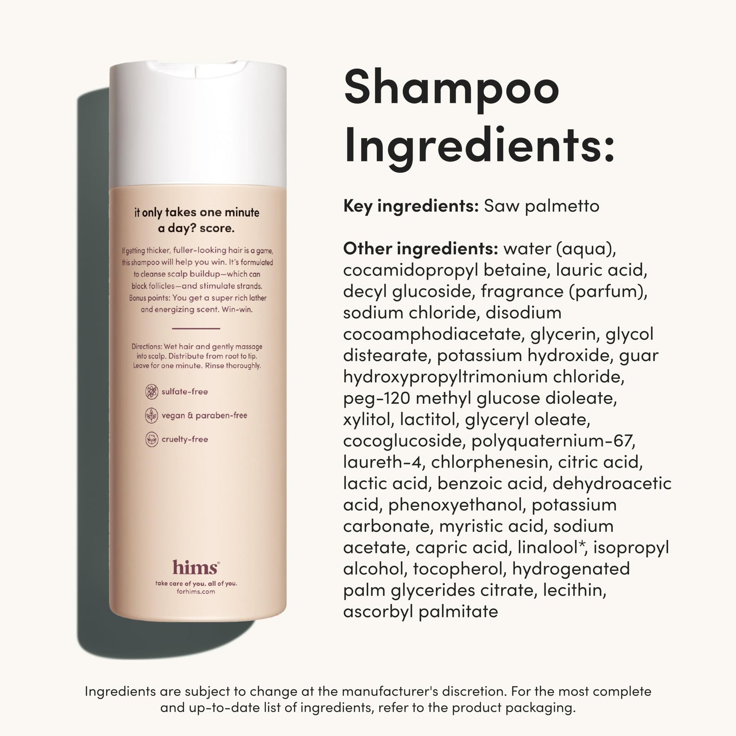 hims Thick Fix Shampoo & Conditioner Set – Saw Palmetto for Hair Growth & Thickening – Scalp Cleanser – Vegan, Sulfate-Free, Cruelty-Free, 6.4 fl oz