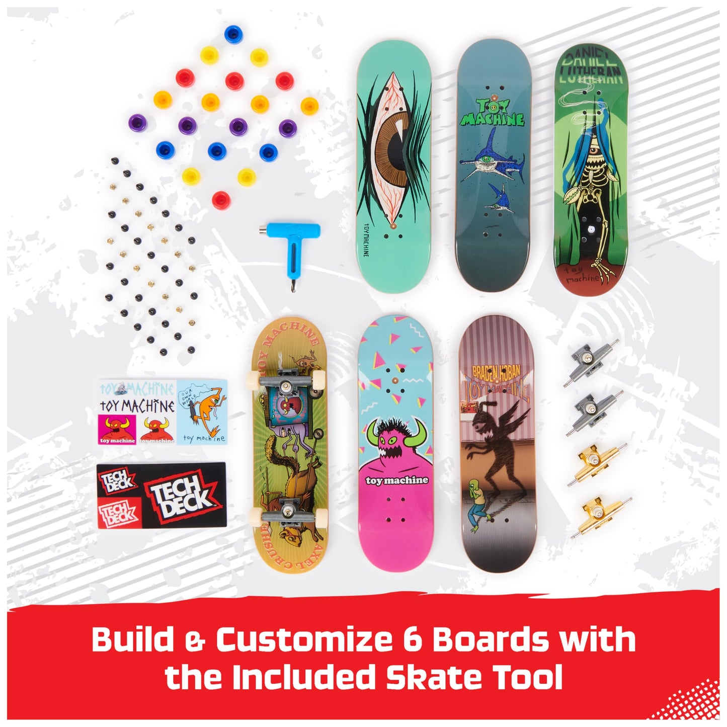 TECH DECK, Toy Machine Sk8shop Fingerboard Bonus Pack, Collectible and Customizable Mini Skateboards, Kids Toys for Ages 6 and up