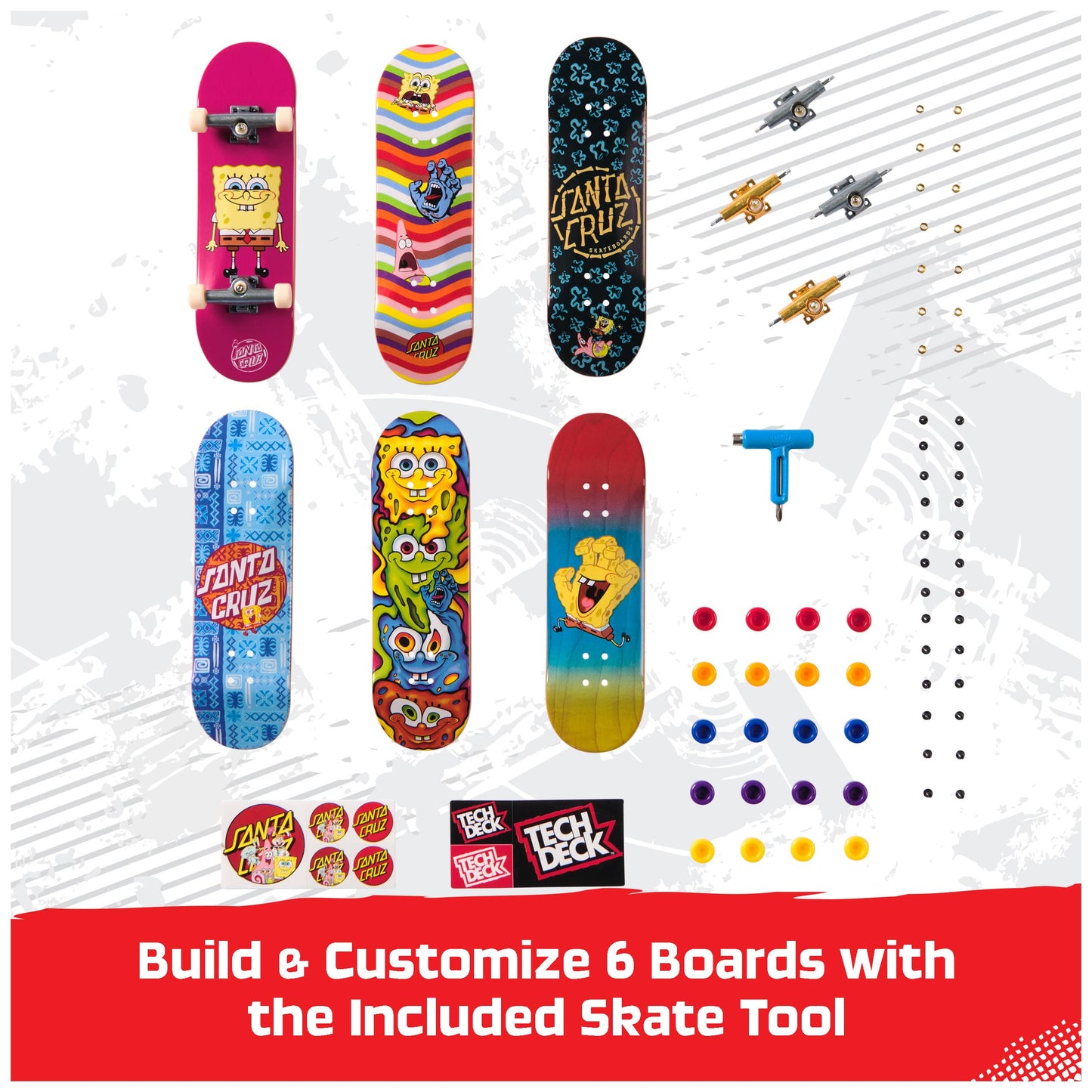 TECH DECK, Spongebob Sk8shop Fingerboard Bonus Pack, Collectible and Customizable Mini Skateboards, Kids Toys for Ages 6 and up