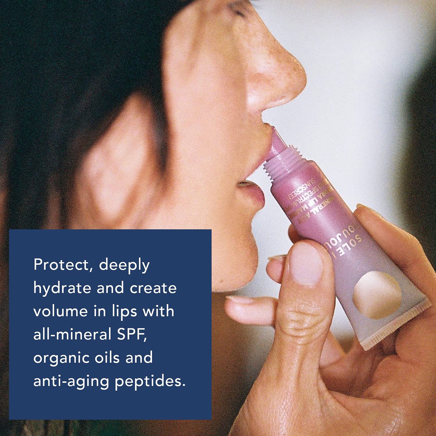 Soleil Toujours EcoSun Complex® Mineral Lip Mask SPF 15 - Peptide-Infused Clear Sunscreen Treatment for Volumizing, Collagen-Boosting & Deep Hydration