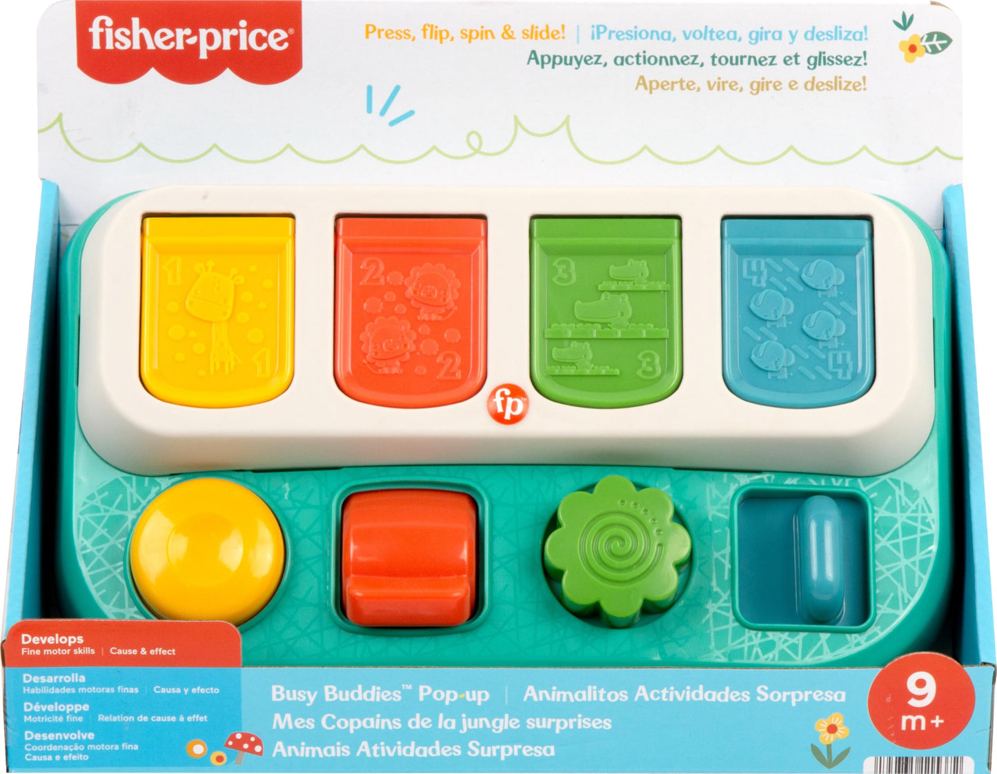 Fisher-Price Baby Early Learning Toy with Fine Motor Activities for Cause-and-Effect Play, Busy Buddies Pop-Up