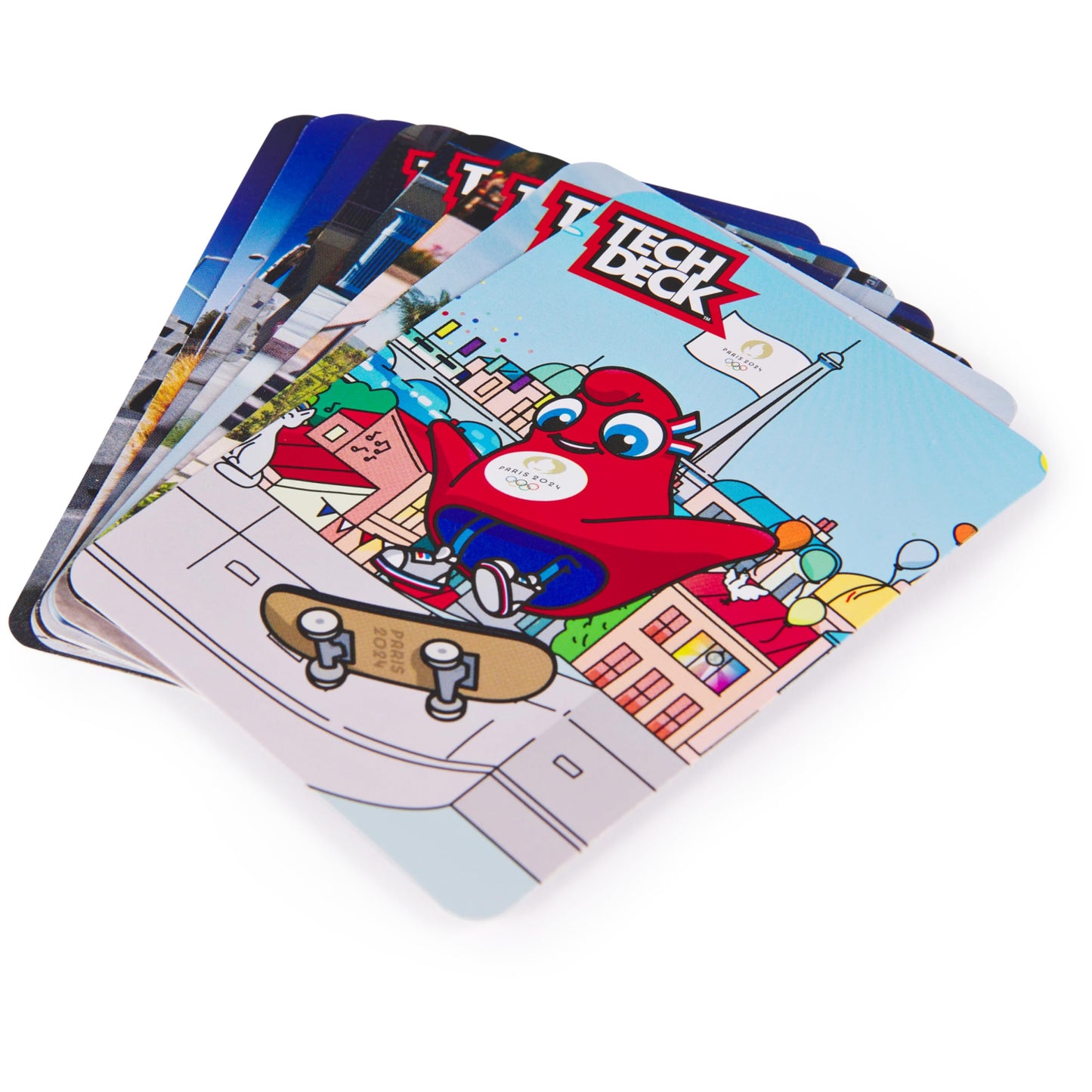 Tech Deck Competition Legends 8-Pack Fingerboards with Collectible Cards, Paris 2024 Olympics Mini Skateboards for Kids 6+