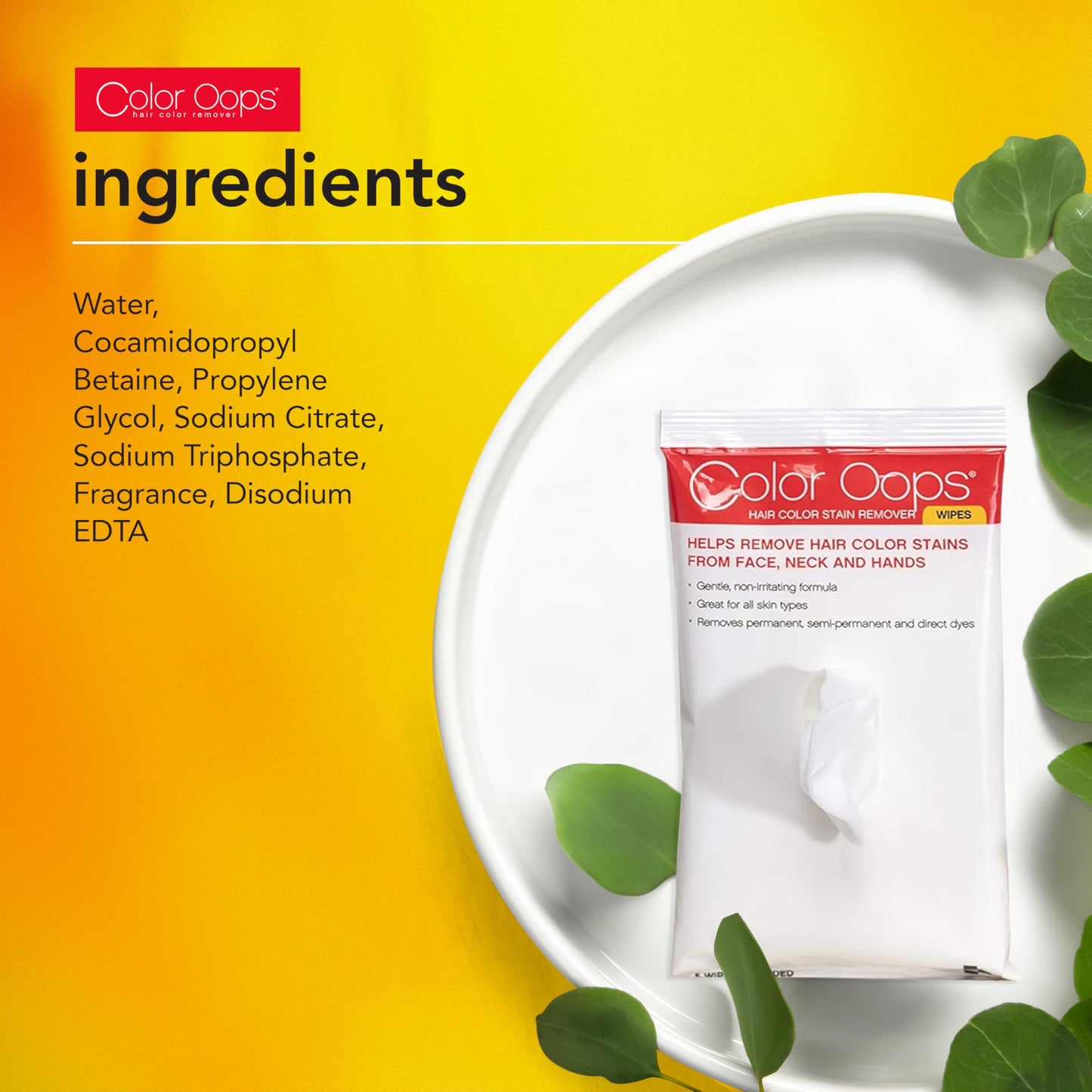 Color Oops Hair Color Remover Wipes, 5 Ct | Coconut Oil Formula Gently Removes Hair Dye Stains from Skin | Works on All Color Types, Cruelty-Free