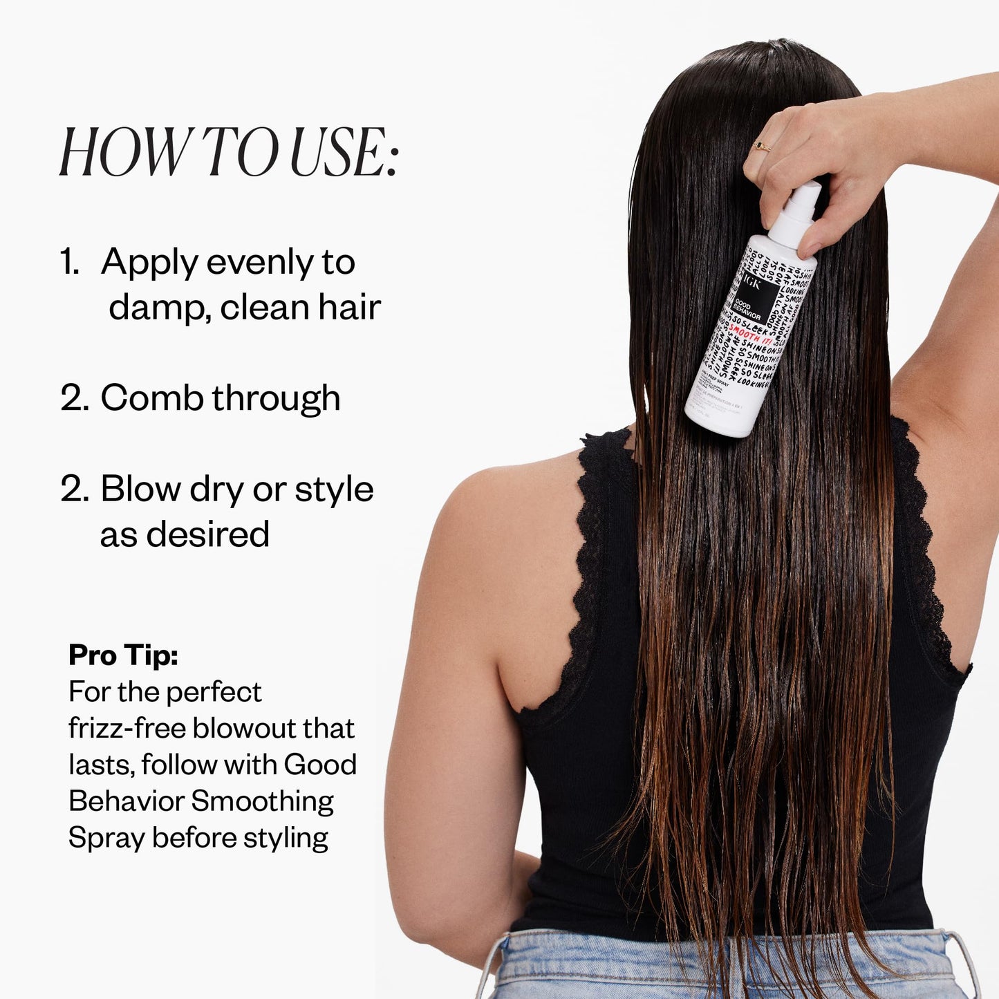 IGK GOOD BEHAVIOR 4-in-1 Prep Spray | Leave In + Detangle + Heat Protectant | Vegan + Cruelty Free | 7 Oz