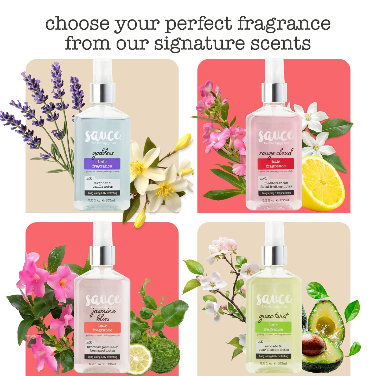 SAUCE BEAUTY Jasmine Bliss Hair Fragrance 5.2 oz – Long-Lasting Scent with Brazilian Jasmine & Saffron, UV Protection, Lightweight Daily Spray