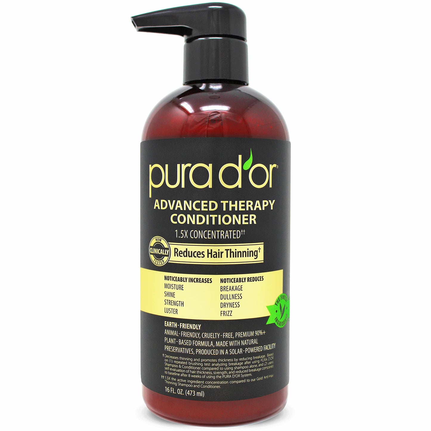 PURA D'OR Advanced Therapy Conditioner 16oz | Moisture, Strength & Volume Boost | Argan Oil & Biotin | Sulfate-Free for All Hair Types
