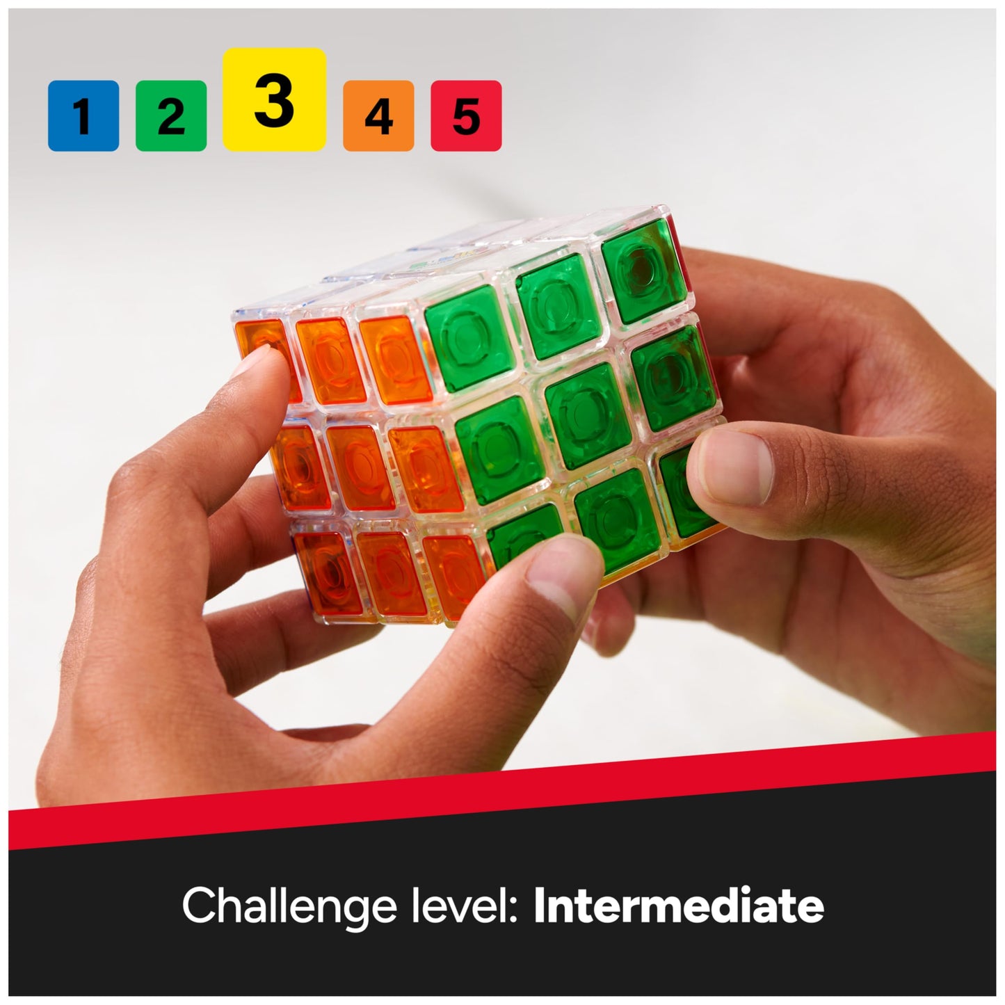 Rubik’s Crystal Cube 3x3 Transparent Puzzle – Color-Matching Brain Teaser, Twisting Fidget Toy & Sensory Game for Kids, Teens & Adults 8+