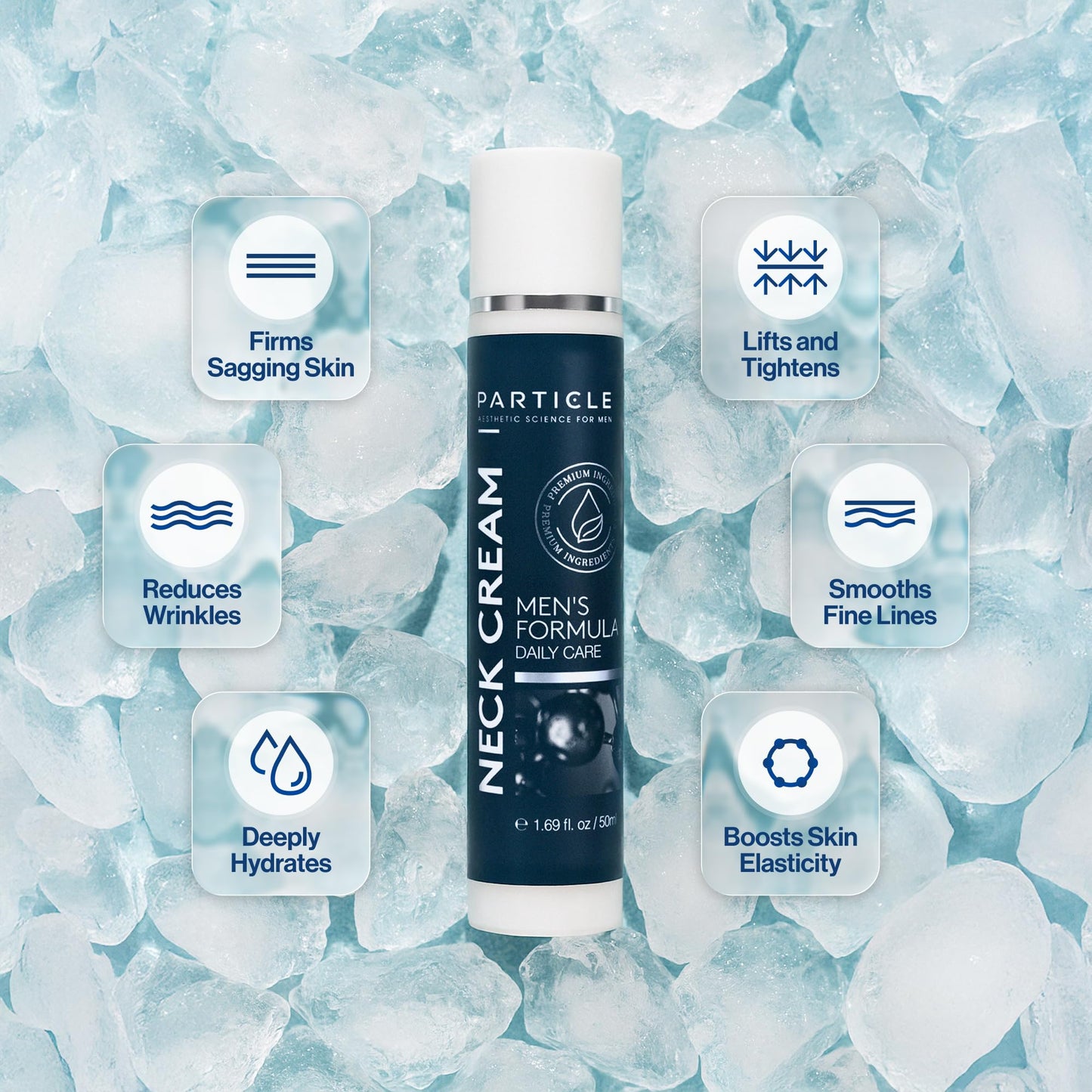 Particle Daily Neck Cream for Men – Collagen, Hyaluronic Acid, Retinol, Vitamin E, Moringa & Shea Butter, Hydrating 1.7 fl oz