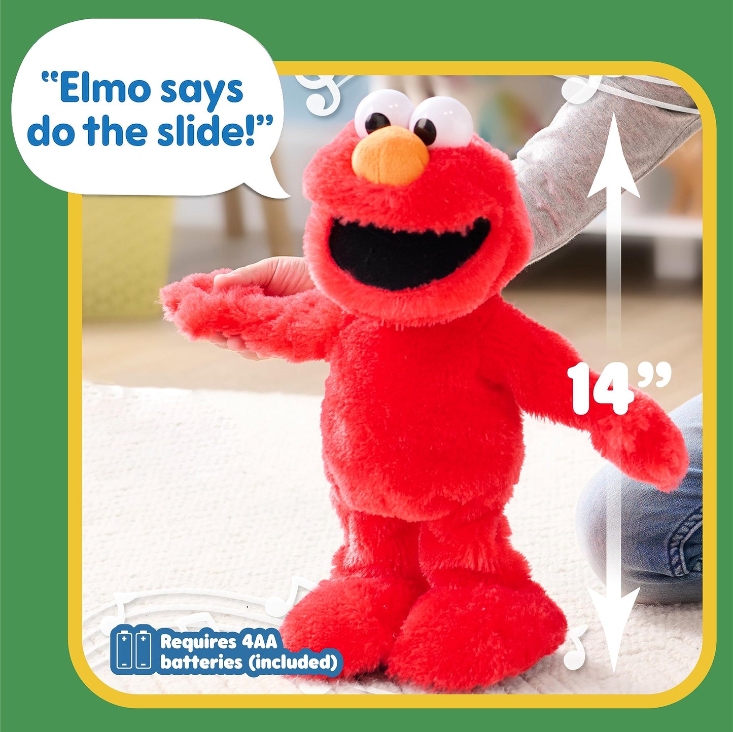 Sesame Street Elmo Slide Singing and Dancing 14-inch Plush, Pretend Play, Interactive Toy, Kids Toys for Ages 2 Up by Just Play