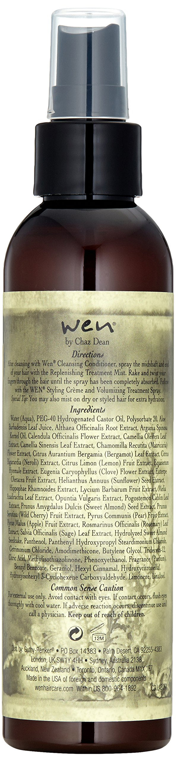 WEN by Chaz Dean Sweet Almond Mint Replenishing Treatment Mist, 6 Fl Oz