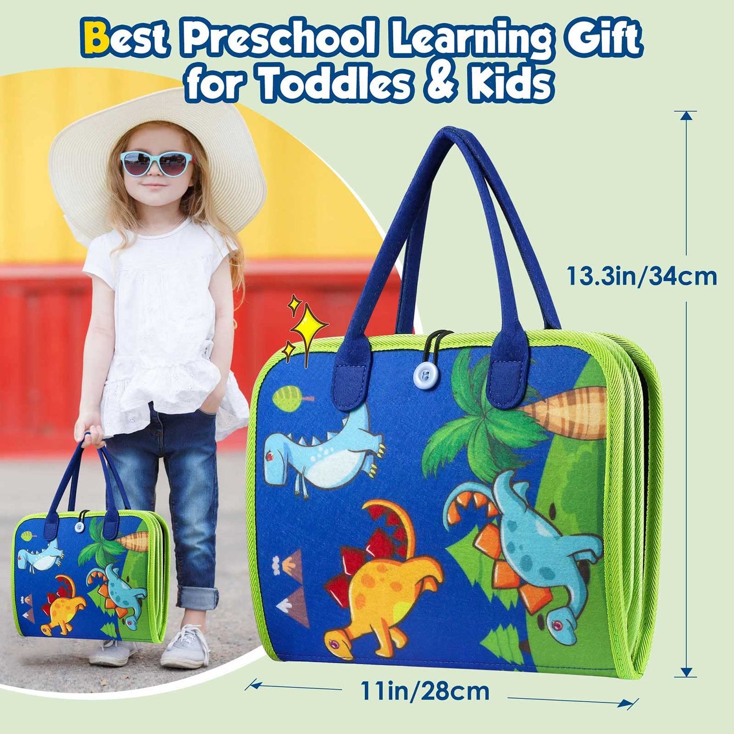 Winblo Toddler Busy Board - Montessori Educational Sensory Toy, Travel Activity Book for Boys, Birthday Gift for Toddlers