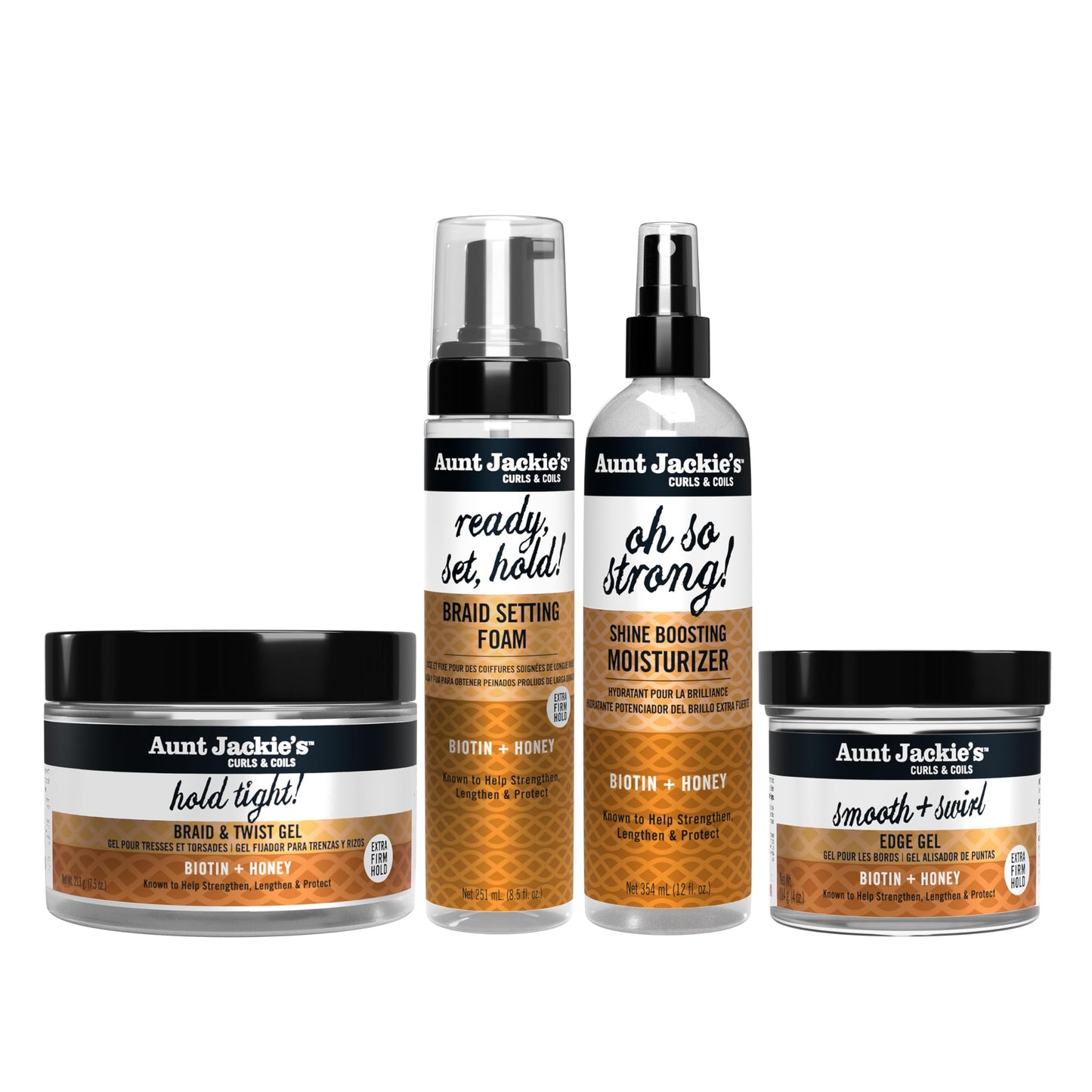 Aunt Jackie's Curls & Coils Braid + Twist Collection Ready, Set, Hold Braid Setting Foam with Extra Firm Hold, 8.5 fl oz