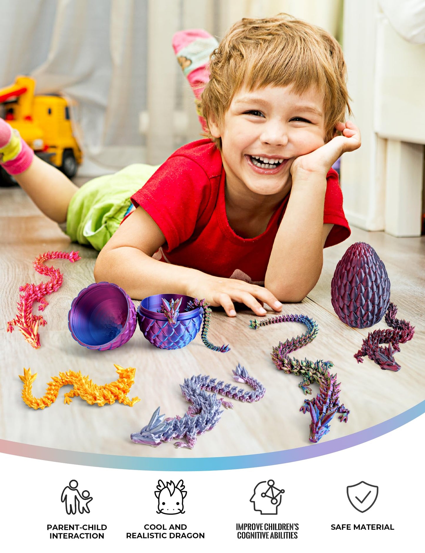 Cessfle 12" 3D Printed Dragon Egg, Crystalynx 3D Fidget Dragon Toy for Kids, Teens & Adults, Cool Collectible & Fun Gift