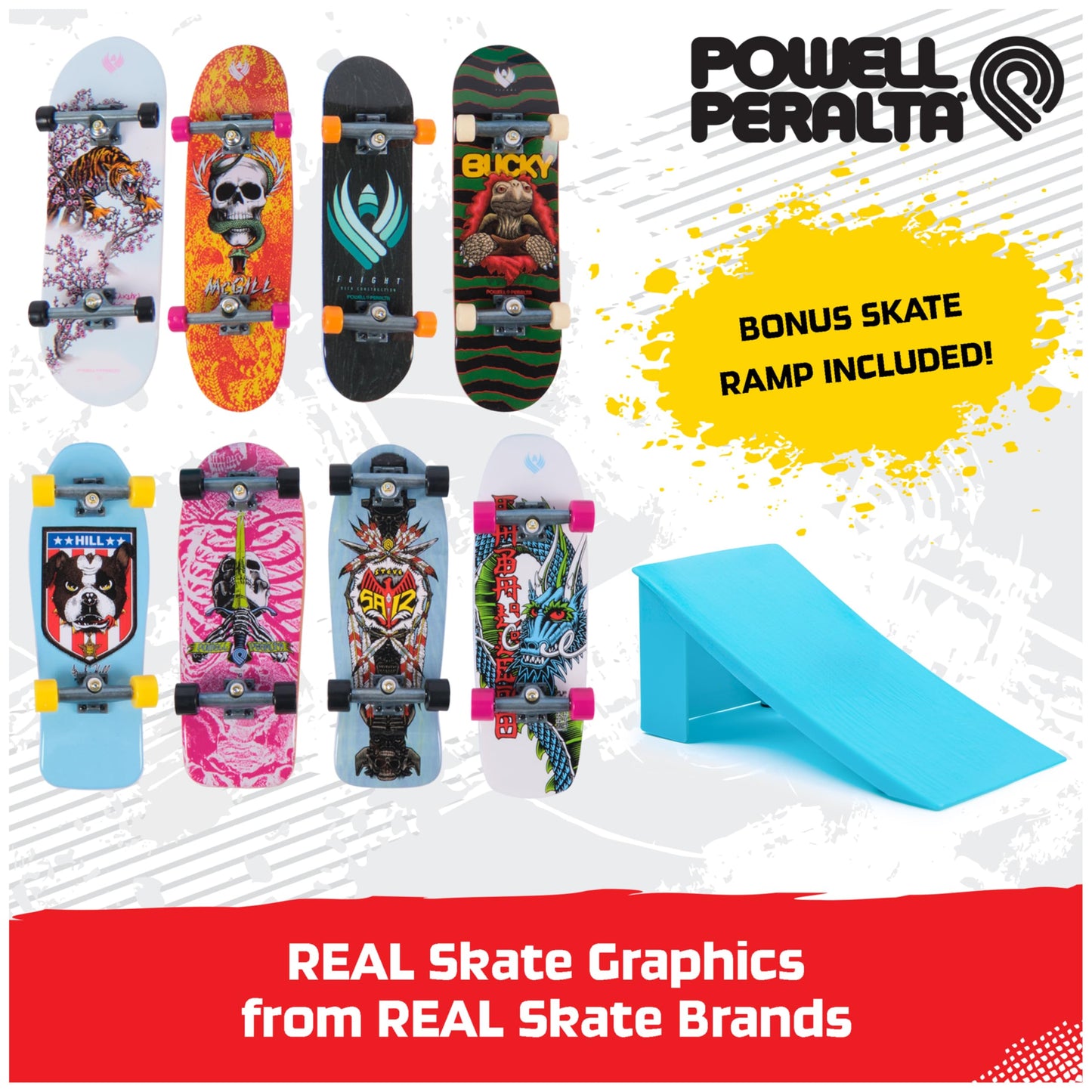 Tech Deck, Powell Peralta Legends SK8Shop Bonus Pack with Ramp, Collectible and Customizable Mini Skateboards, Kids Toys for Ages 6 and up