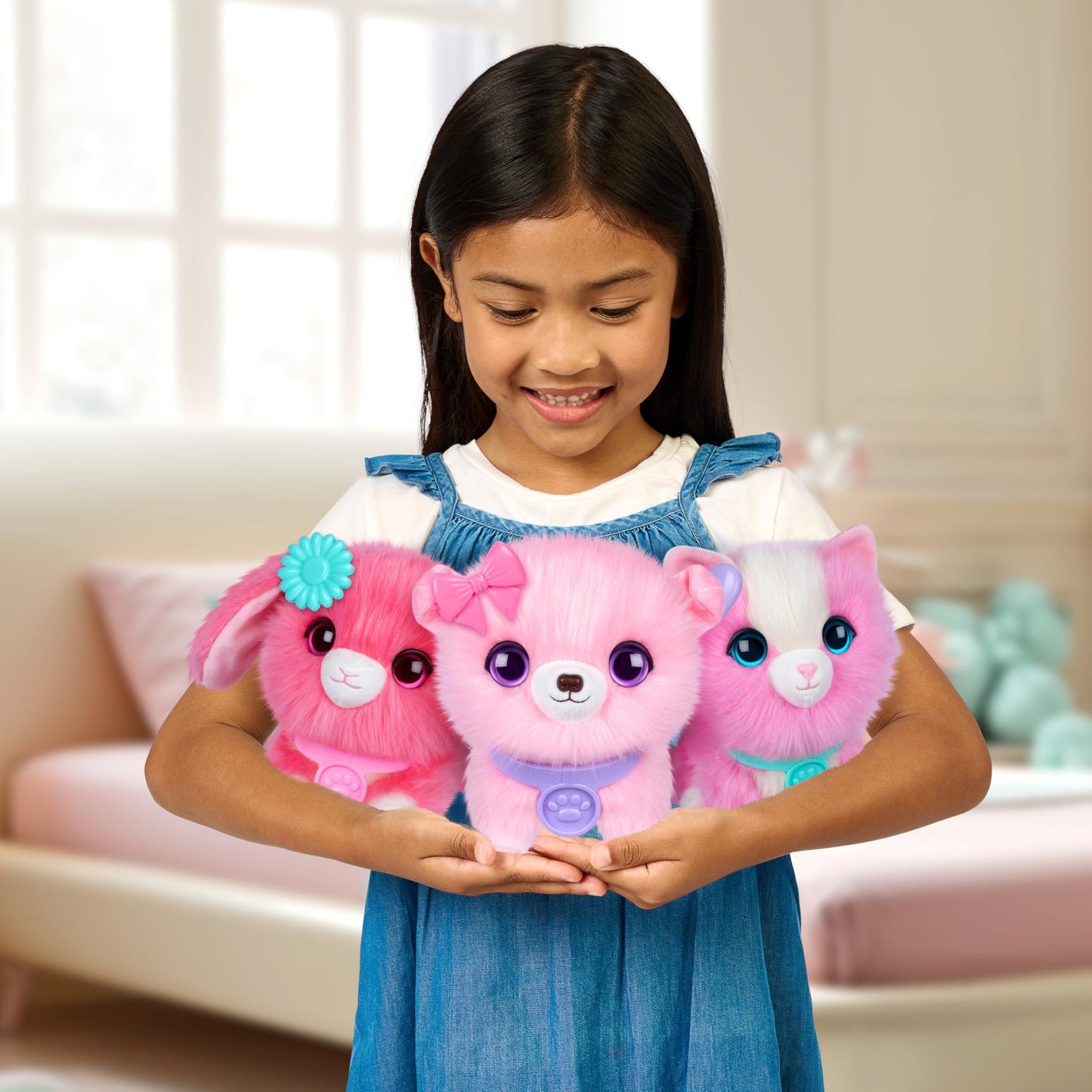 SCRUFFALUVS Pet Scruffs Pink Plush Toy – Wash & Reveal Puppy, Bunny, or Kitty with Deluxe Pet Carrier (Styles Vary)