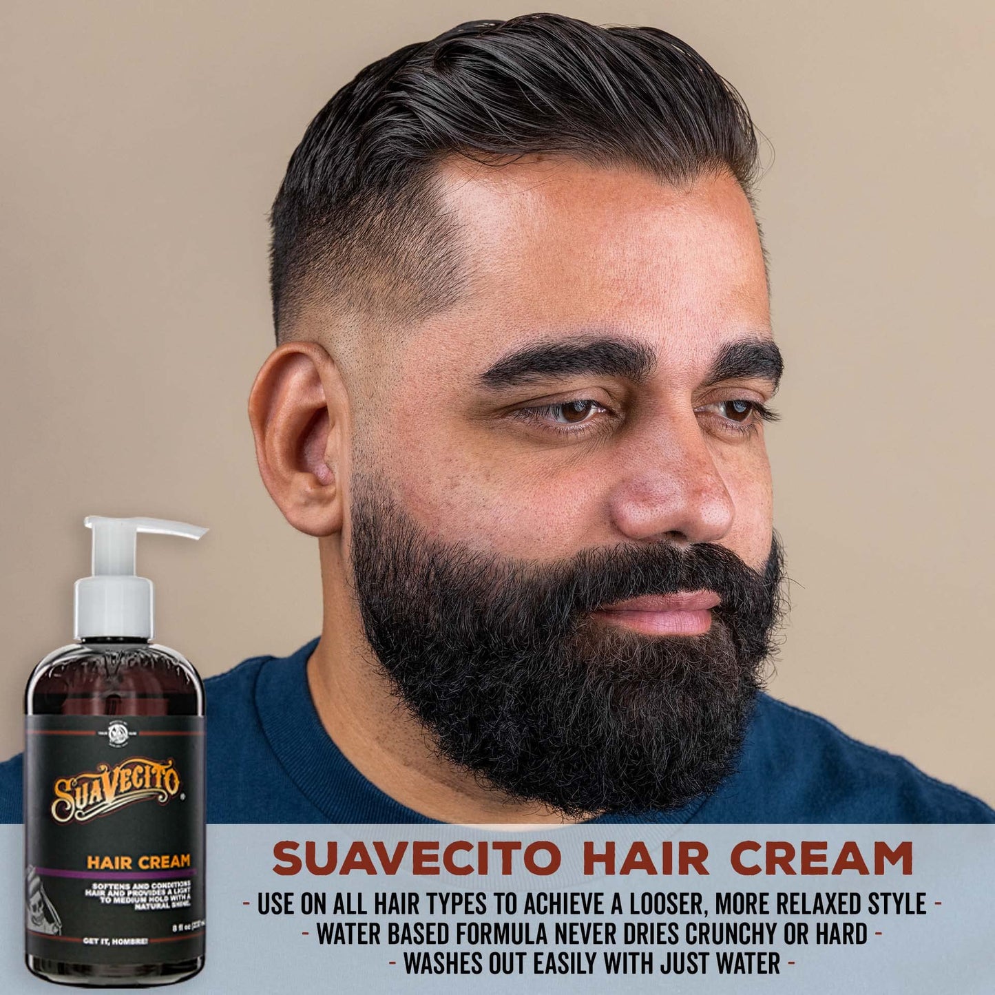 Suavecito Hair Cream Pump Bottle Medium Shine All Day Light Hold (8 oz)