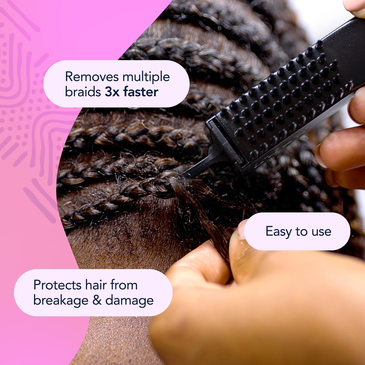 The UnBraider Detangler Brush for Braids – Easy Unbraiding Tool for Women, Prevents Tugging & Breakage, Works on All Hair Types, Black Onyx, 1 Ct
