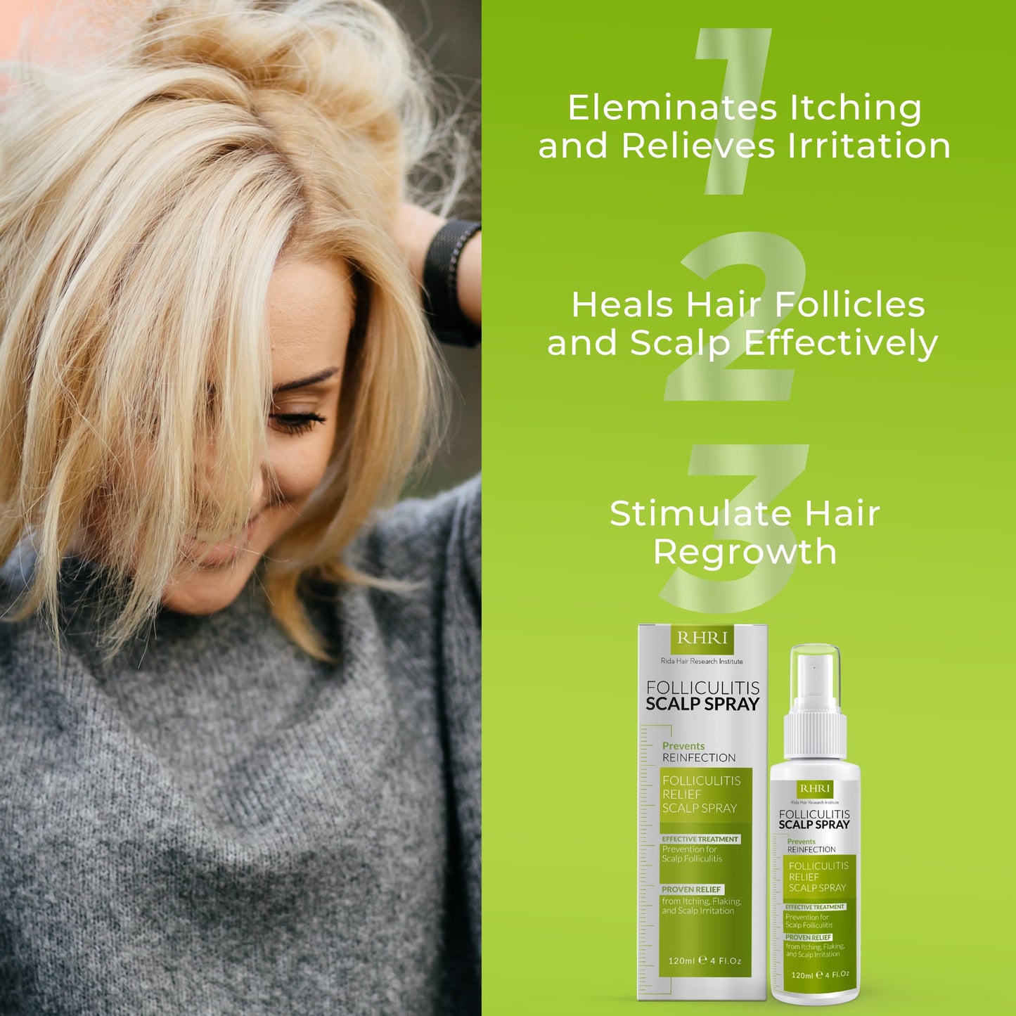 Folliculitis Scalp Spray โ Antifungal, Anti-Dandruff & Anti-Itch Treatment for Dry, Irritated Scalp | Helps Soothe Psoriasis & Dandruff Flakes