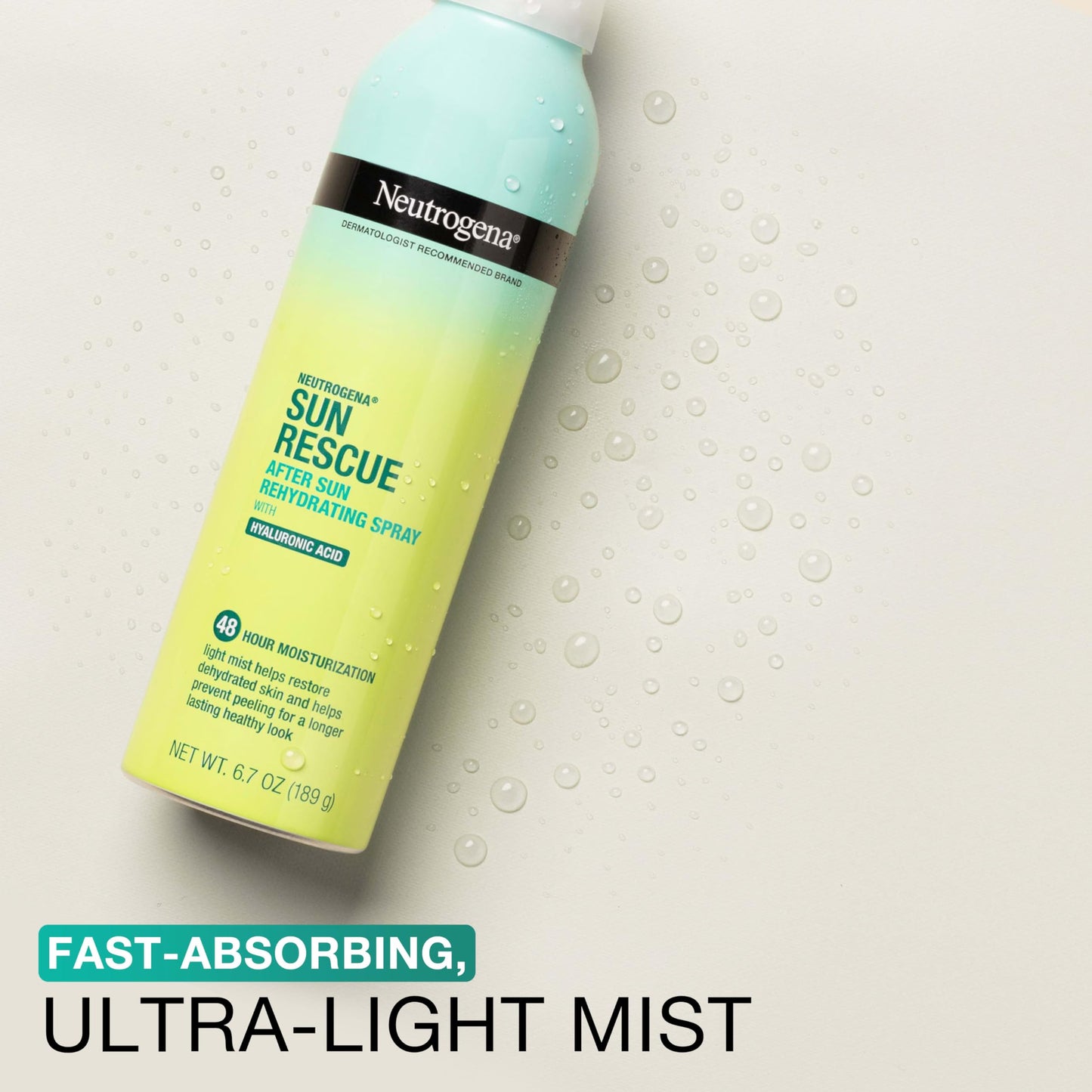 Neutrogena Sun Rescue After Sun Spray with Hyaluronic Acid, Vegan Lightweight Hydrating Mist for Skin & Body, 6.7 oz