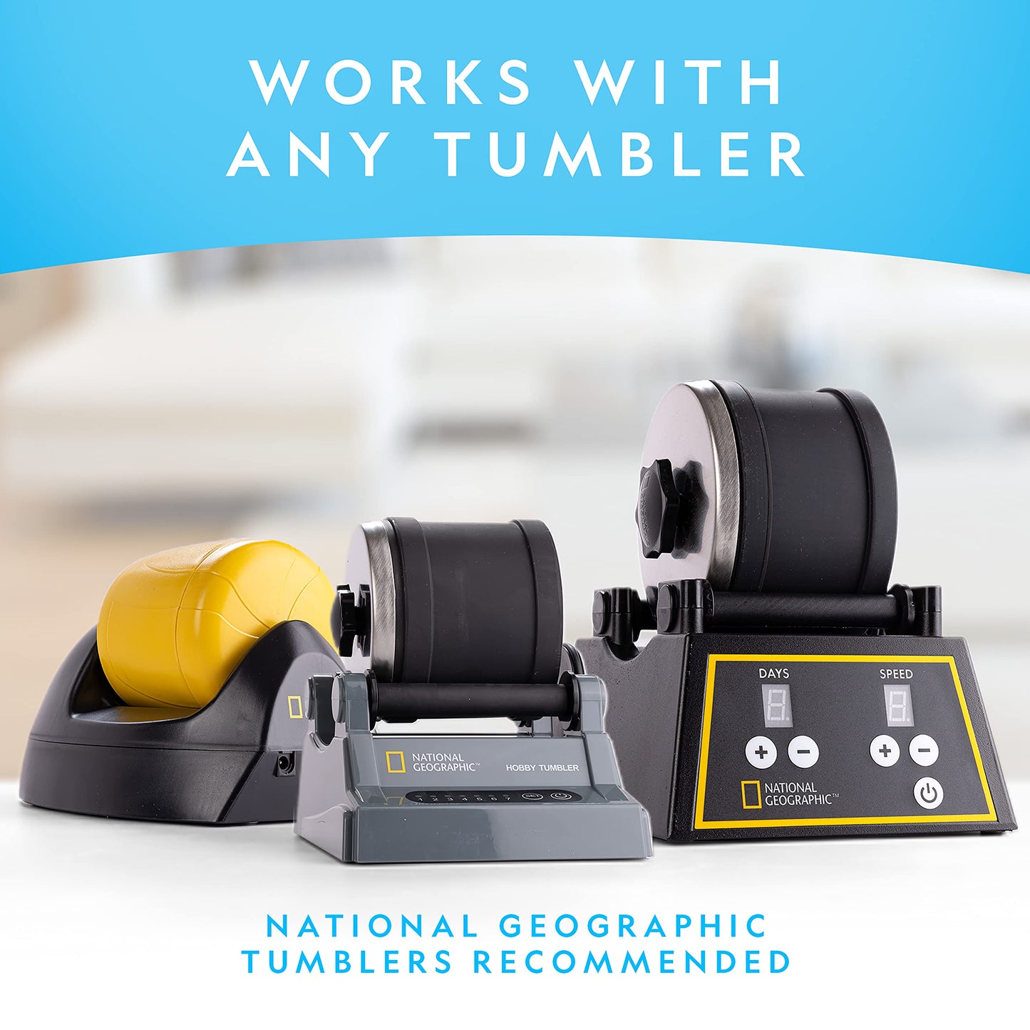 NATIONAL GEOGRAPHIC Rock Tumbler Refill Kit – 1Lb. Gemstones and Rocks for Tumbling including Unpolished Amethyst and Quartz – Rock Tumbler Supplies include Rock Tumbler Grit and Jewelry Accessories