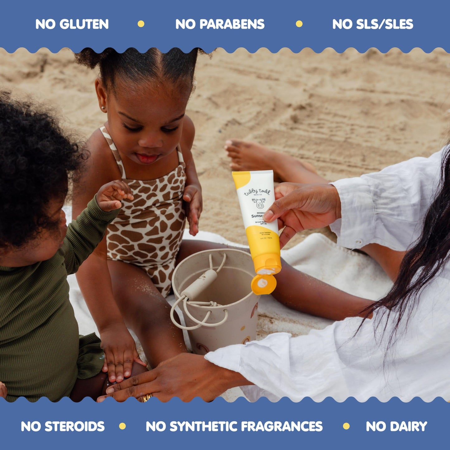 TUBBY TODD Mineral Sunscreen SPF 50 for Kids - Broad Spectrum, Water-Resistant 80 Min, Non-Greasy, Sensitive Skin Safe, 2 Pack 4 fl oz