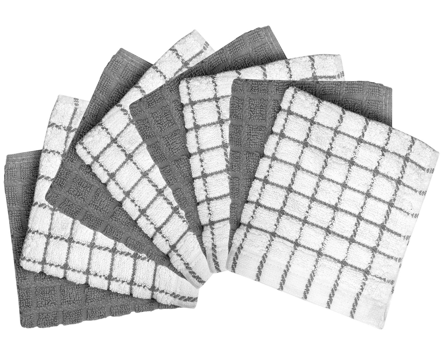 Bumble 8-Pack Cotton Dish Cloths – 12"x12", 405 GSM Kitchen Washcloths for Washing Dishes, Gray