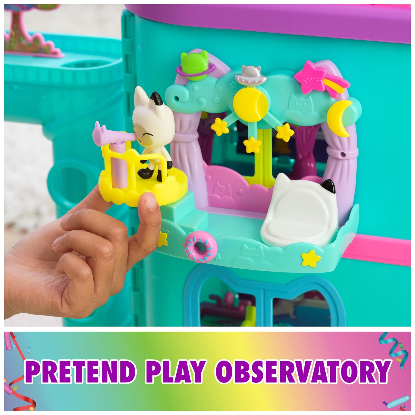 Gabby’s Dollhouse, Pandy Paws Dreamy Balcony Playset, 8-Pieces with Toy Figures, Doll House Accessories & Sensory Play, Kids Toys for Girls & Boys 3+