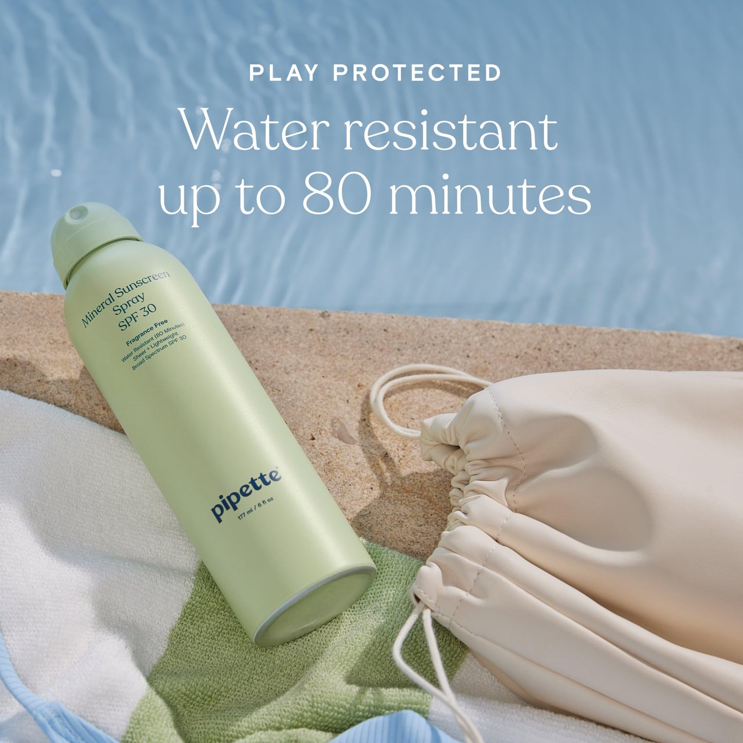 Pipette Baby Mineral Sunscreen Spray SPF 30 - Broad Spectrum, Non-Nano Zinc, Water Resistant, Gentle UV Protection for Kids & Sensitive Skin, 6 oz