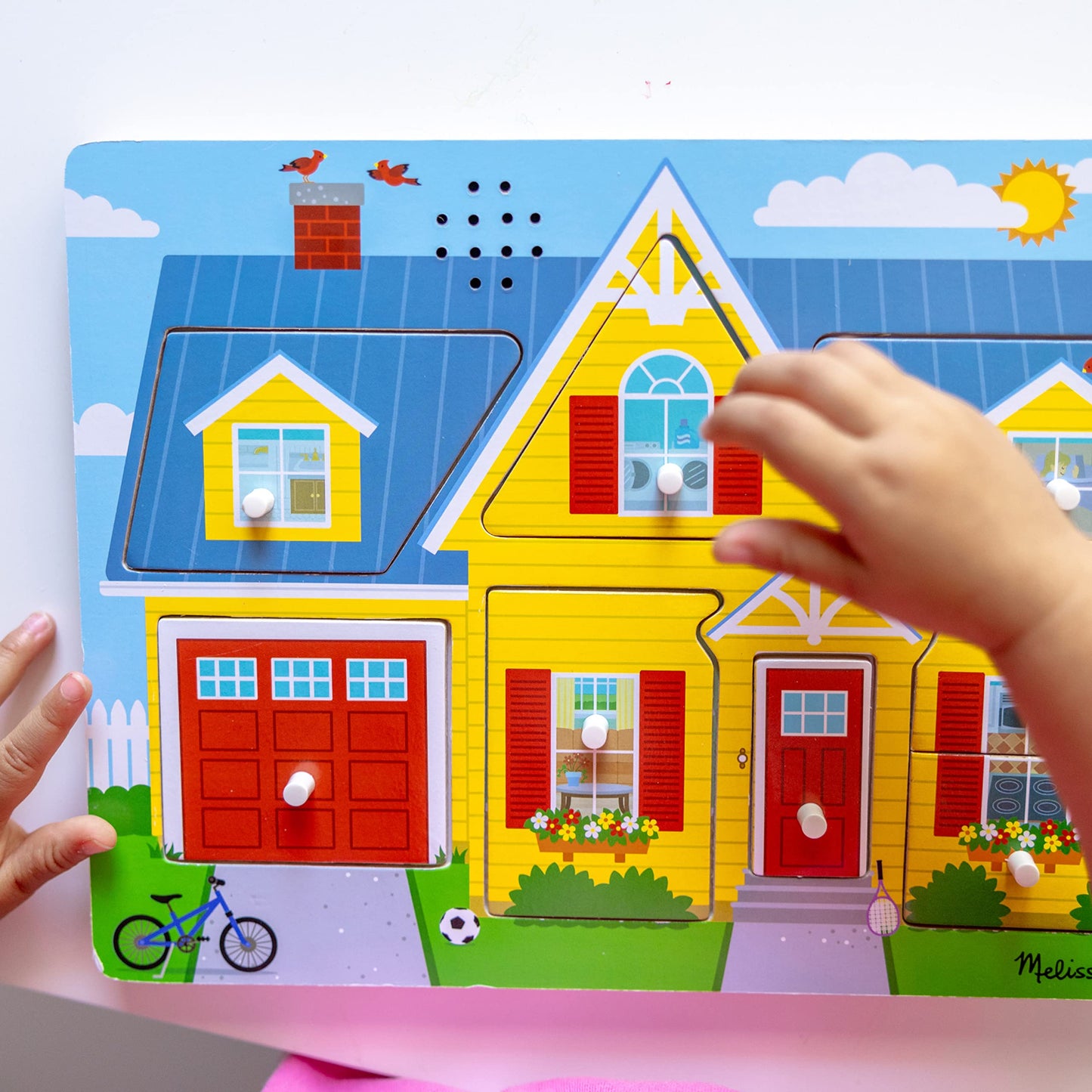 Melissa & Doug Around The House Sound Puzzle - Wooden Peg Puzzle (8 pcs)