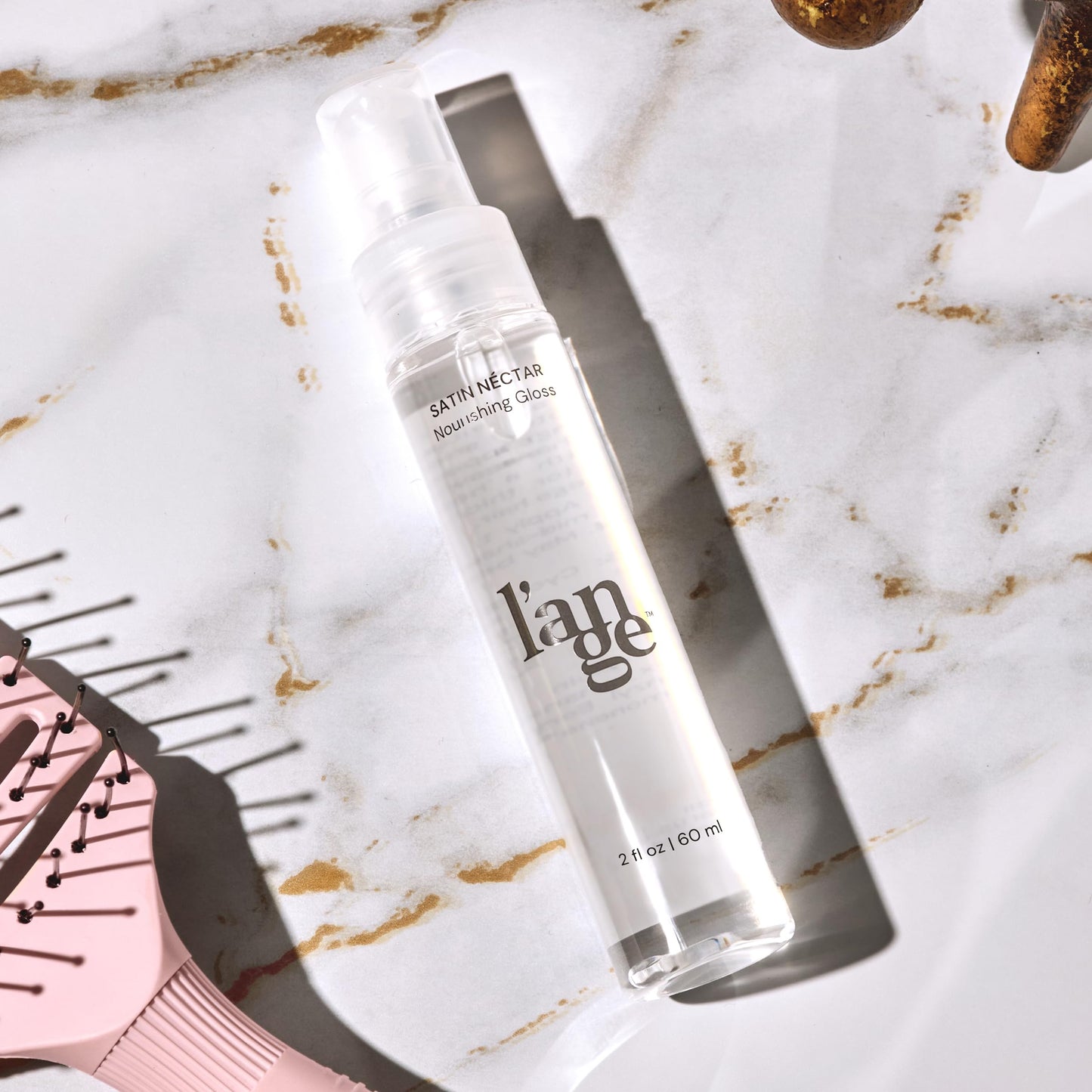 L'ANGE HAIR Satin Néctar Nourishing Gloss Serum – Smoothing Hair Serum with Antioxidants & Vitamins, Anti-Frizz Shine for All Hair Types, 2 Fl Oz