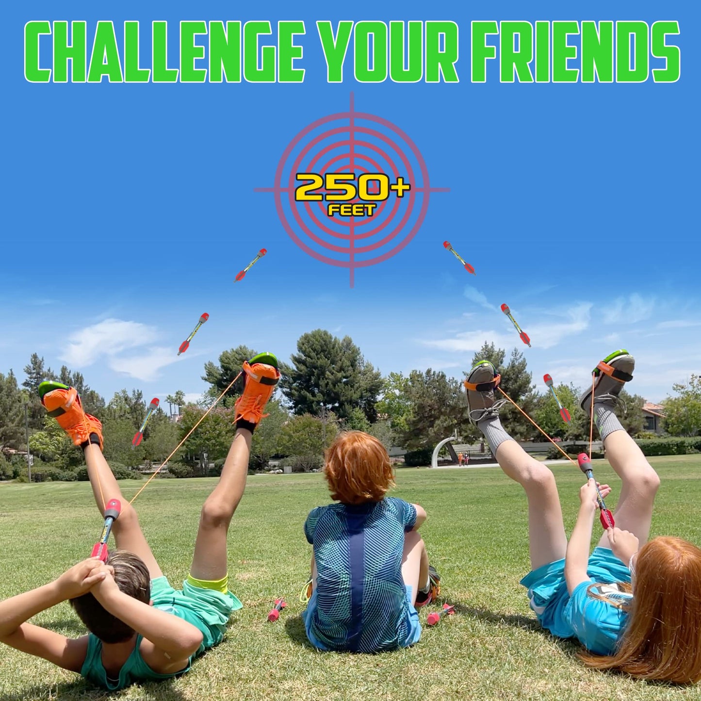 Funwares Launch Rocket for Kids, Soars and Whistles 250 FT, 2 Whistling Foam Rockets, 100% Kid Powered Fun Kids Outdoor Toy, Boys and Girls Age 8+