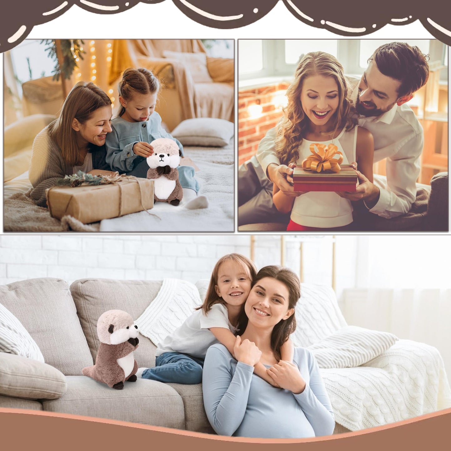 Riuhot Cute Otter Plush Soft Plushie Toy Stuffed Animal Birthday Gift for Kids Children Girls Boys 9.8 Inch Sea Otter Stuffed Animals